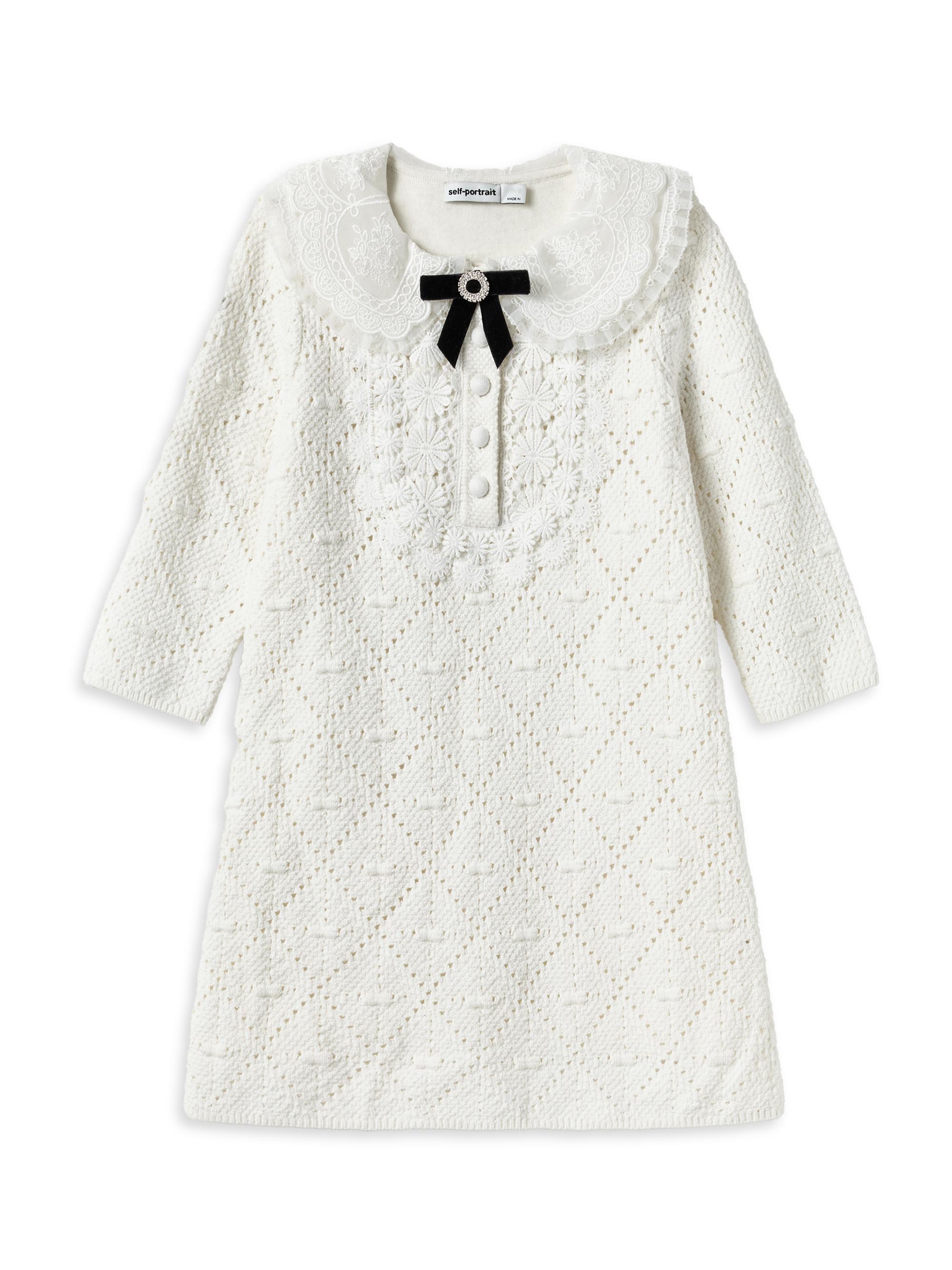 Self-Portrait Little Girl's & Girl's Pointelle Knit Dress - White
