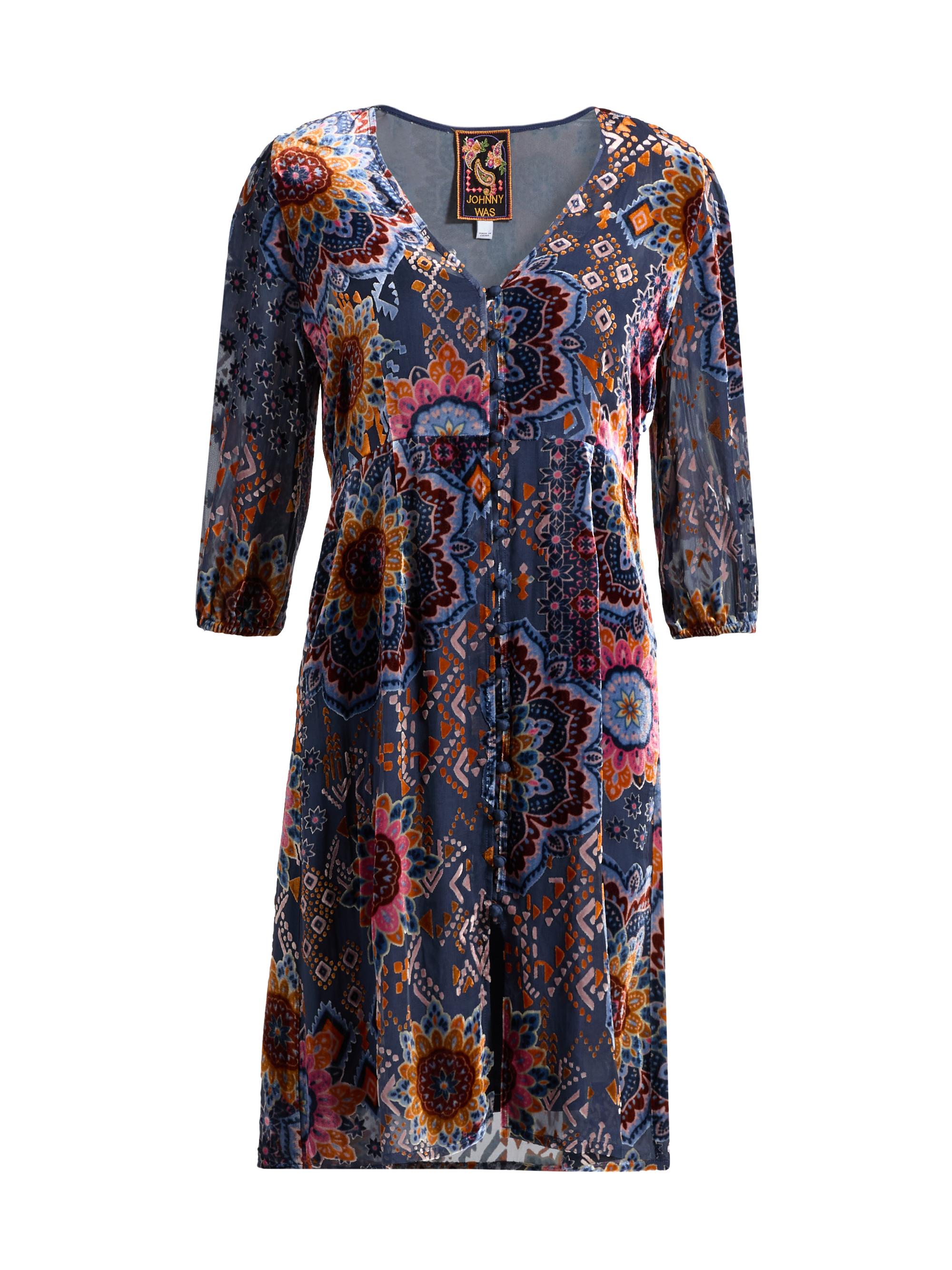 Johnny Was Sezana Paisley Velvet Fringe Dress | Saks Fifth Avenue