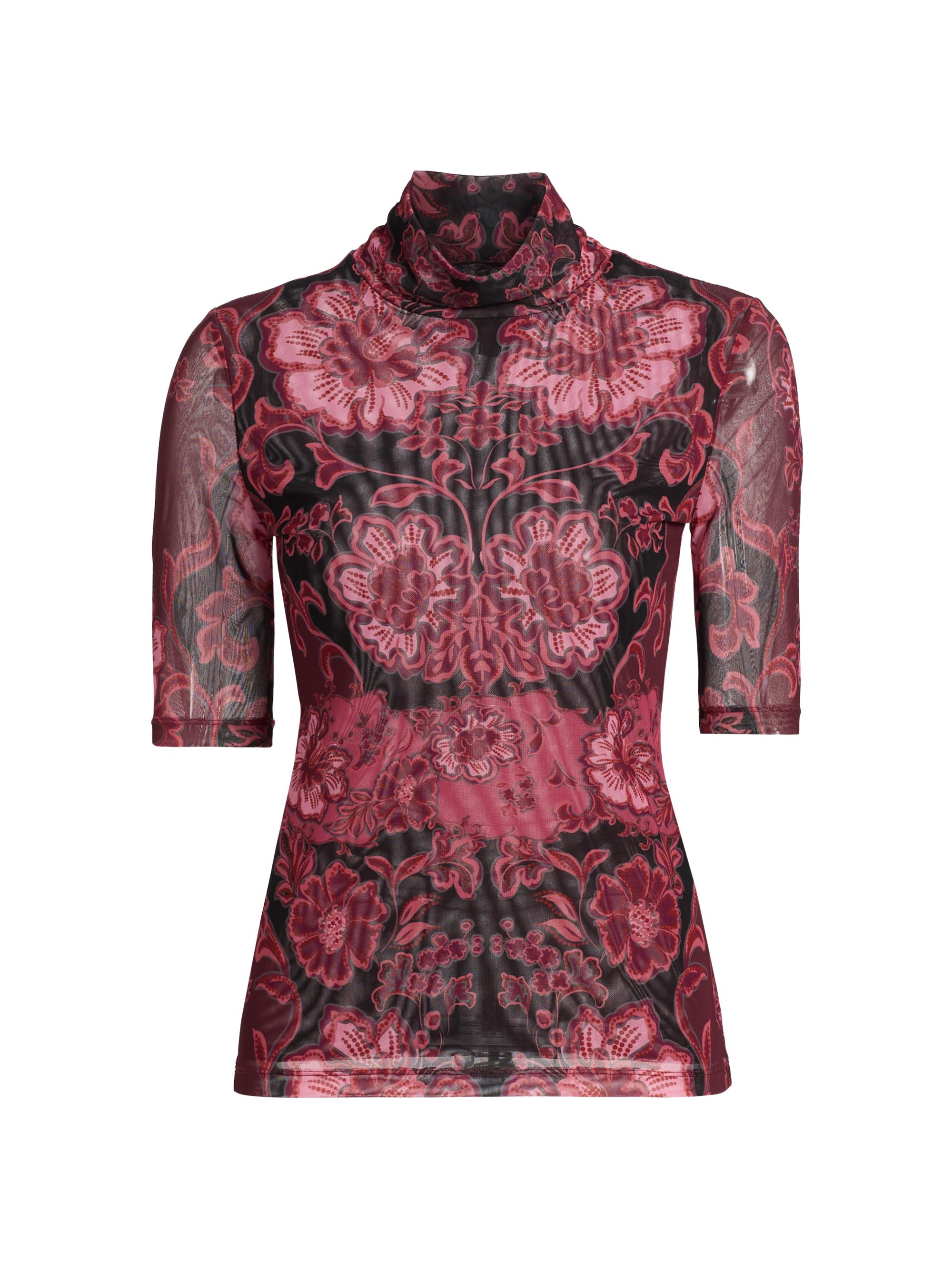 Johnny Was Women's Mesh Floral Elbow-Length Top - Scilla