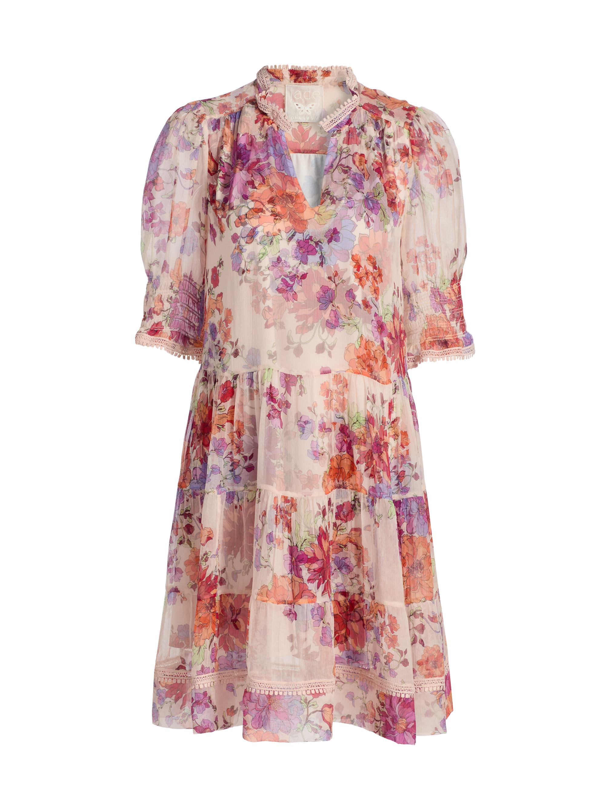 Johnny Was Women's Abbey Tiered Minidress - Vines Of Morning Glory