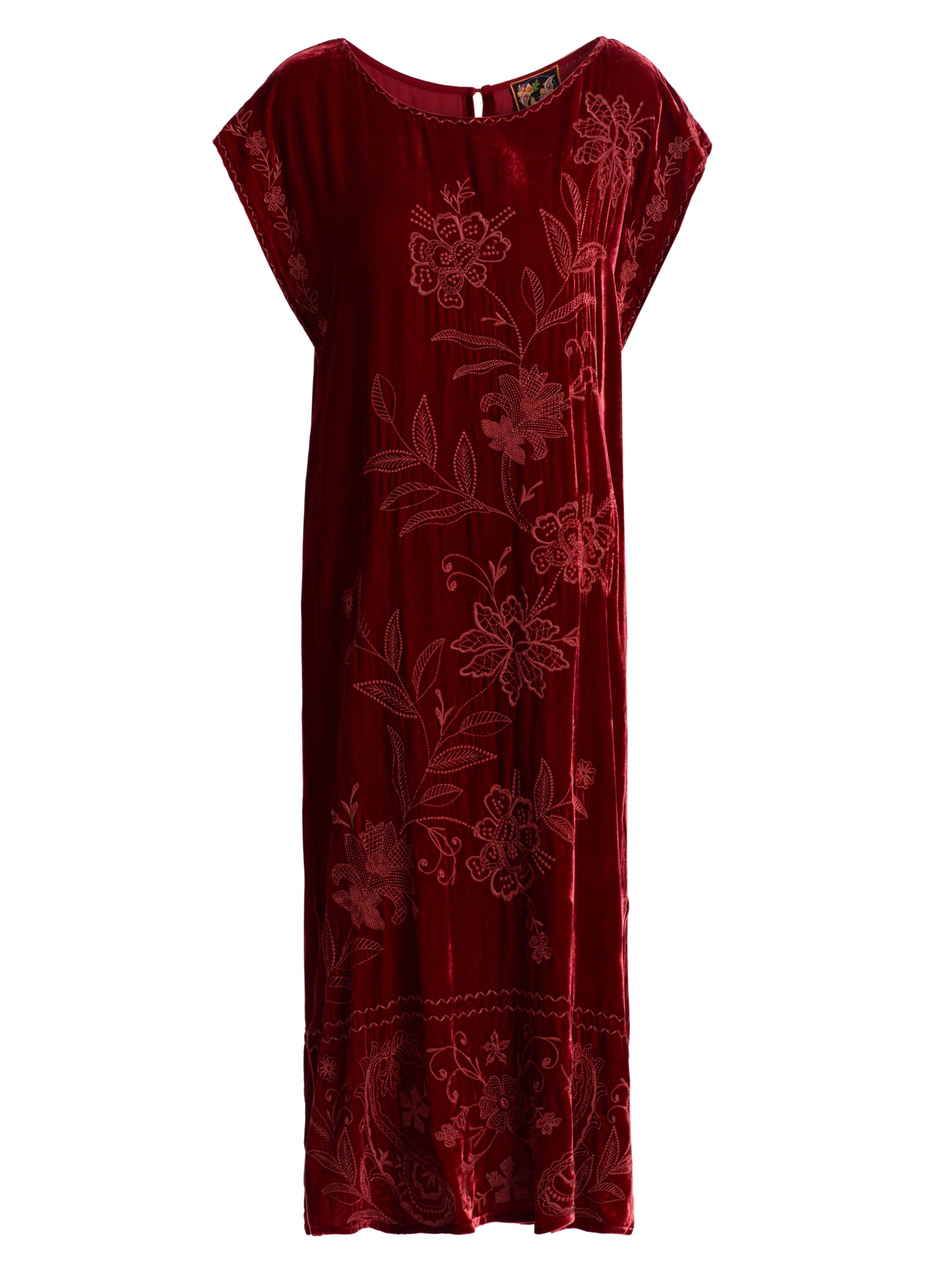 Johnny Was Women's Relaxed Velvet Boatneck Dress - Cranberry