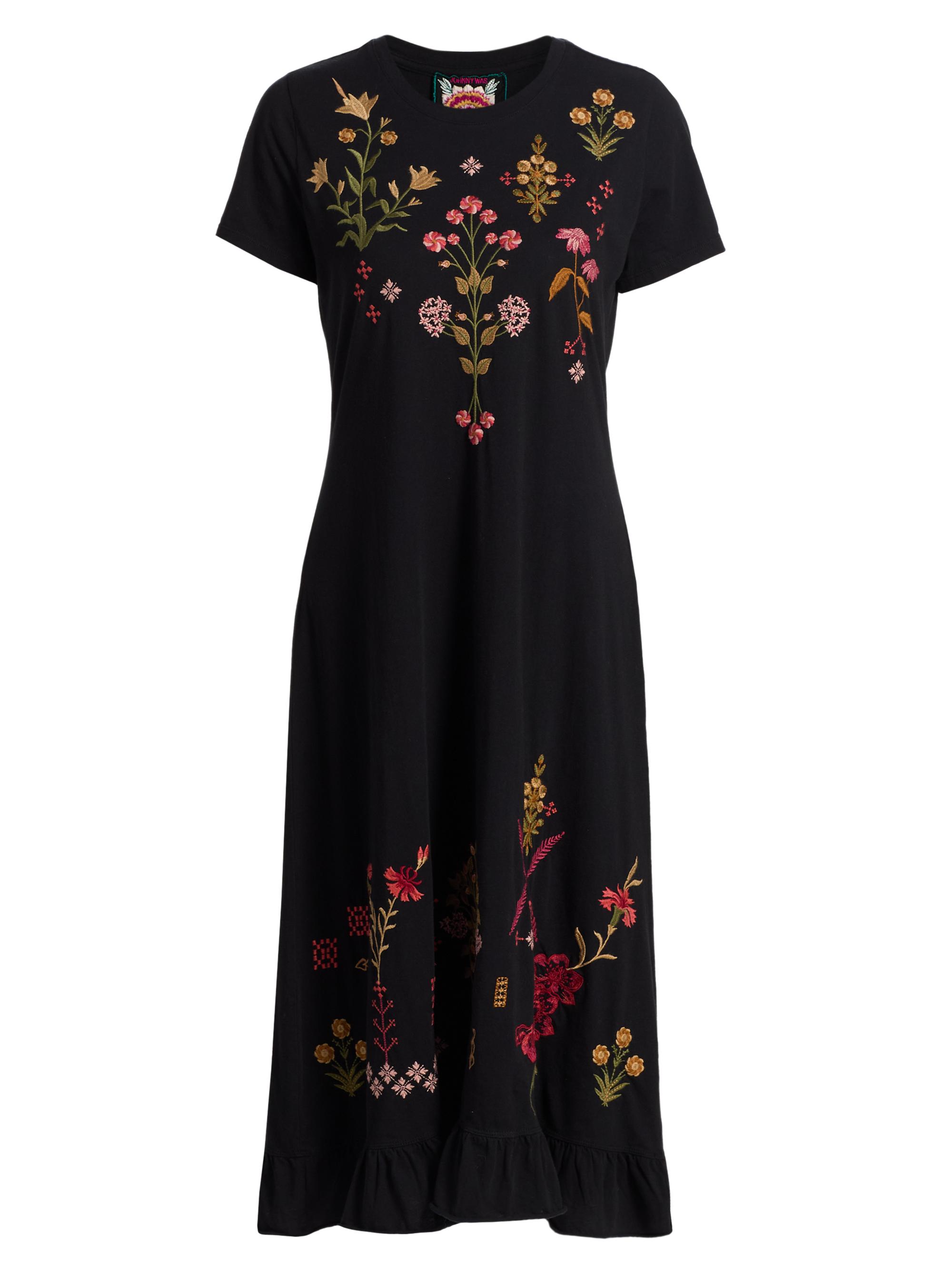 Johnny Was Women's Malaya Embroidered Cotton Midi-Dress - Black