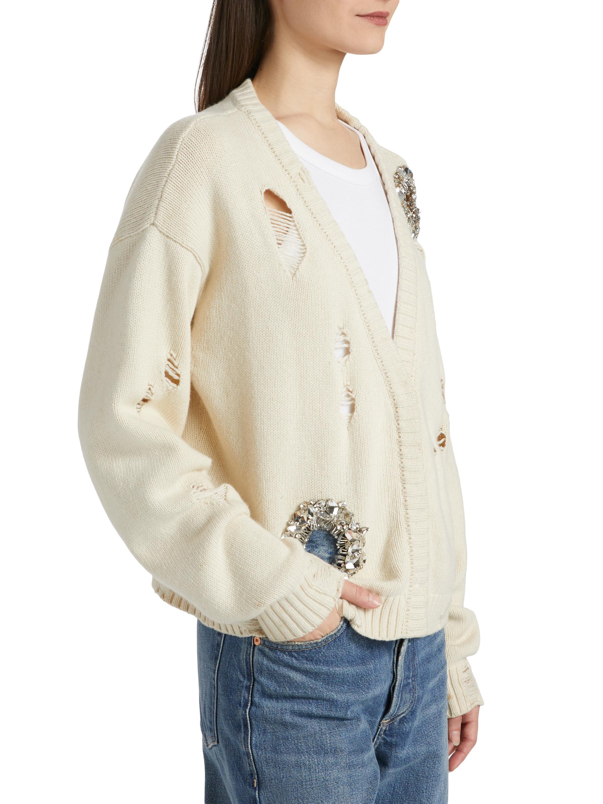 Area Distressed Crystal Cardigan | Saks Fifth Avenue