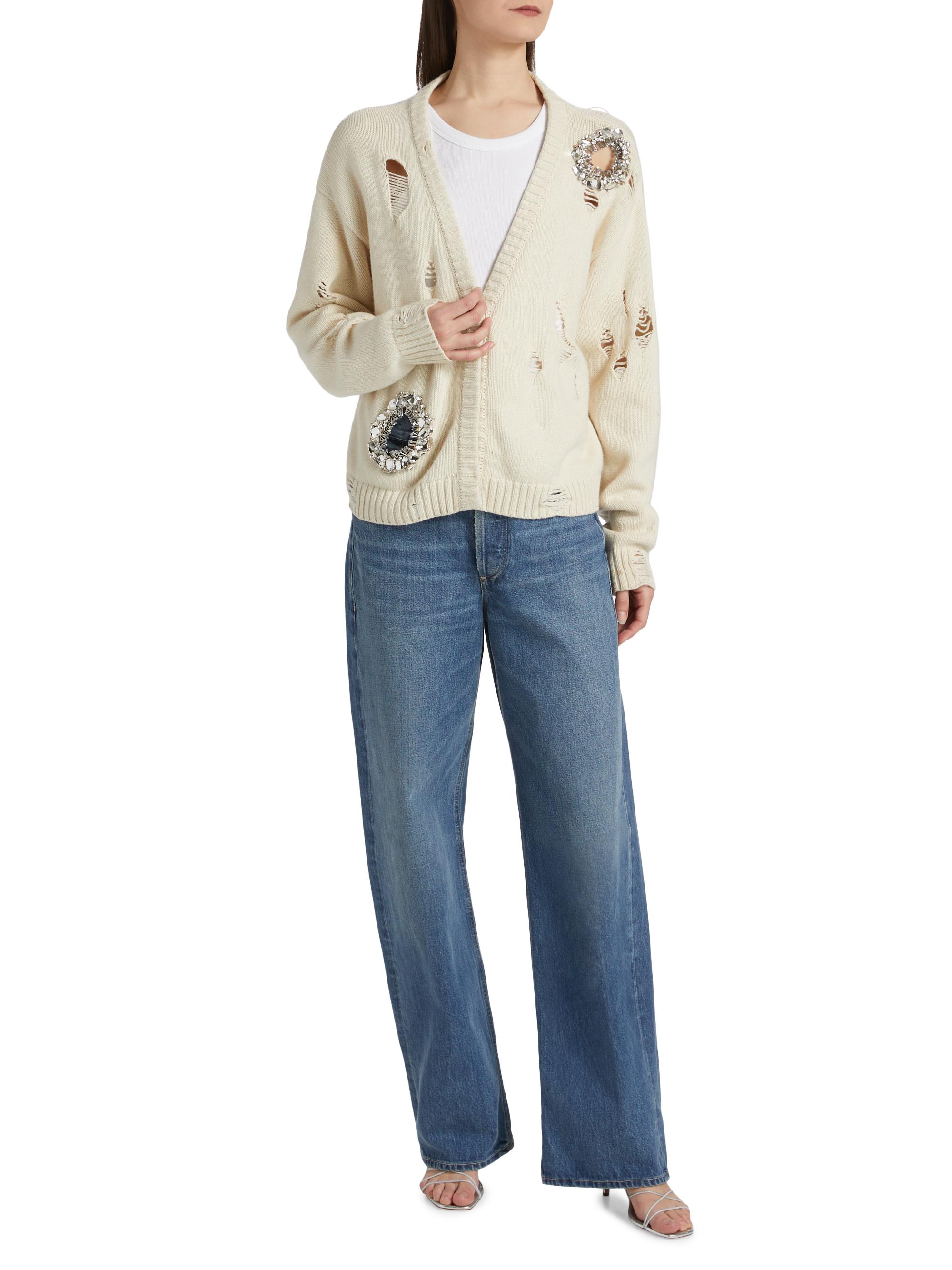 Area Distressed Crystal Cardigan | Saks Fifth Avenue