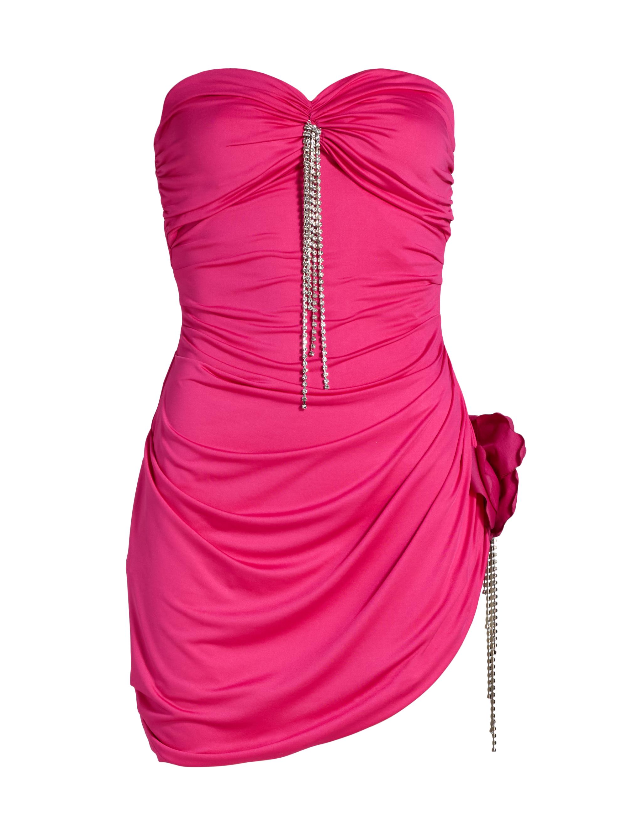 Draped Crystal Flower Minidress