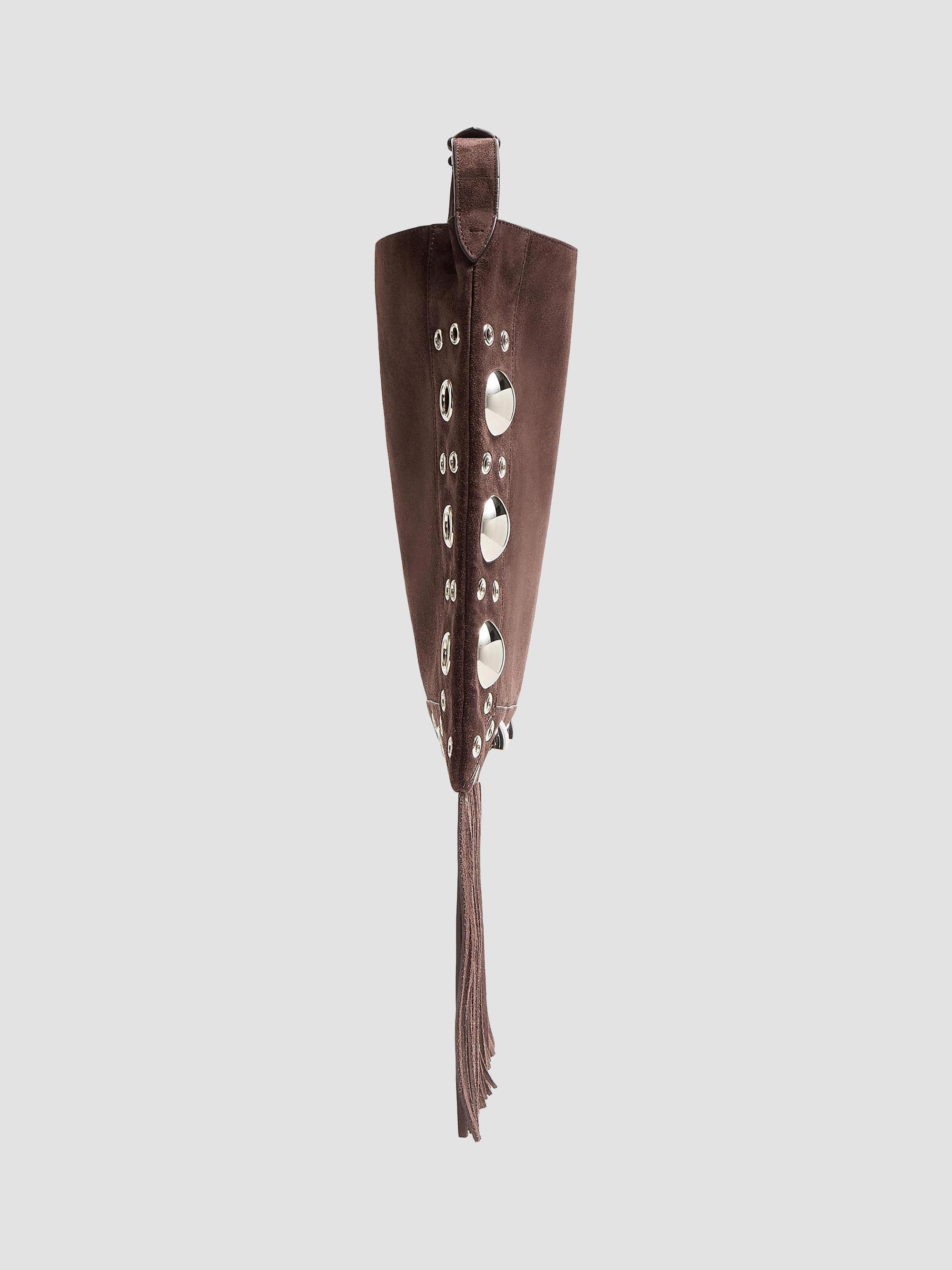 Valentino Garavani Women's Nellcôte Suede Shoulder Bag with Fringes - Testa Di Moro | Thumbnail 4