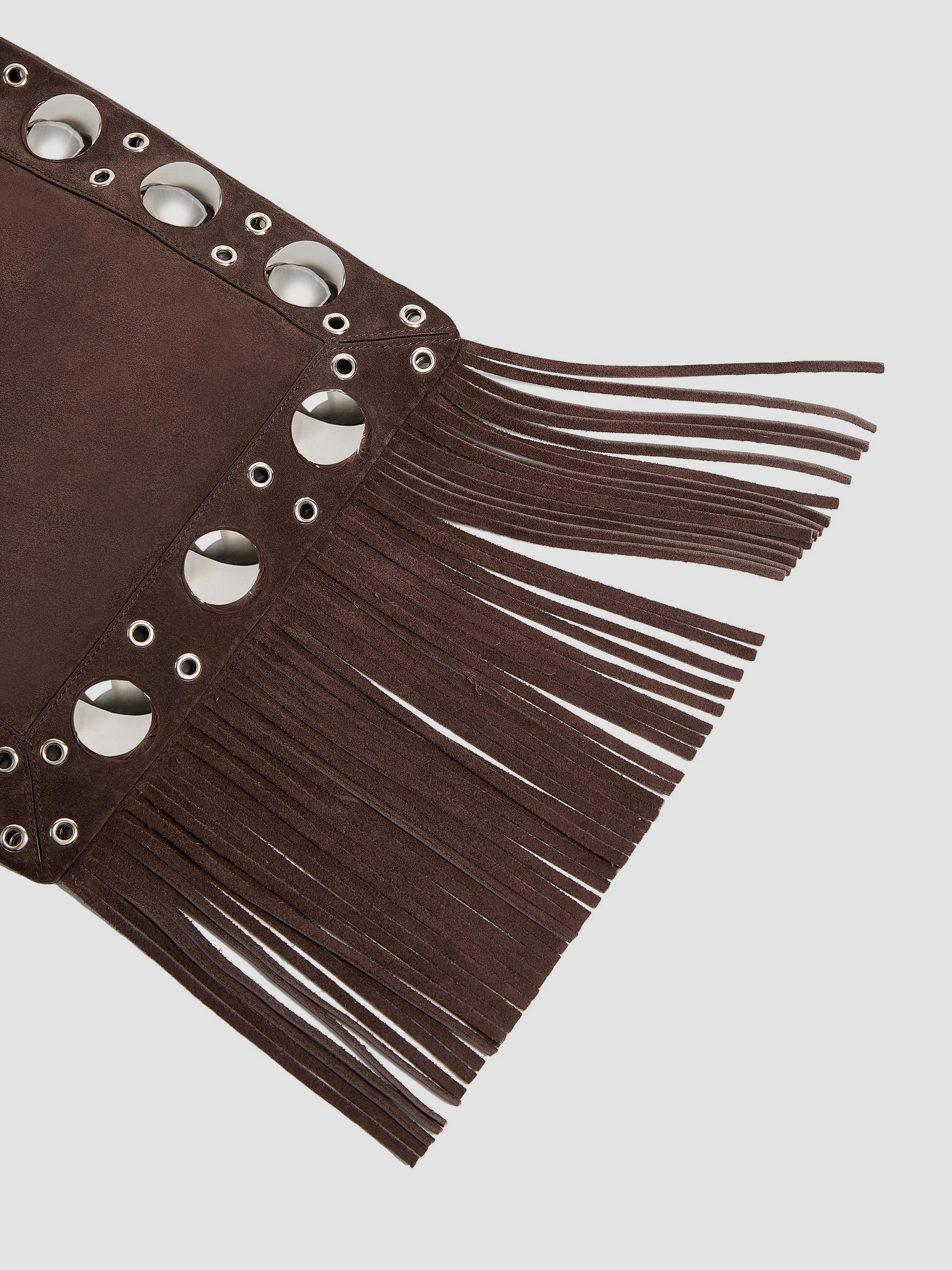 Valentino Garavani Women's Nellcôte Suede Shoulder Bag with Fringes - Testa Di Moro | Thumbnail 7