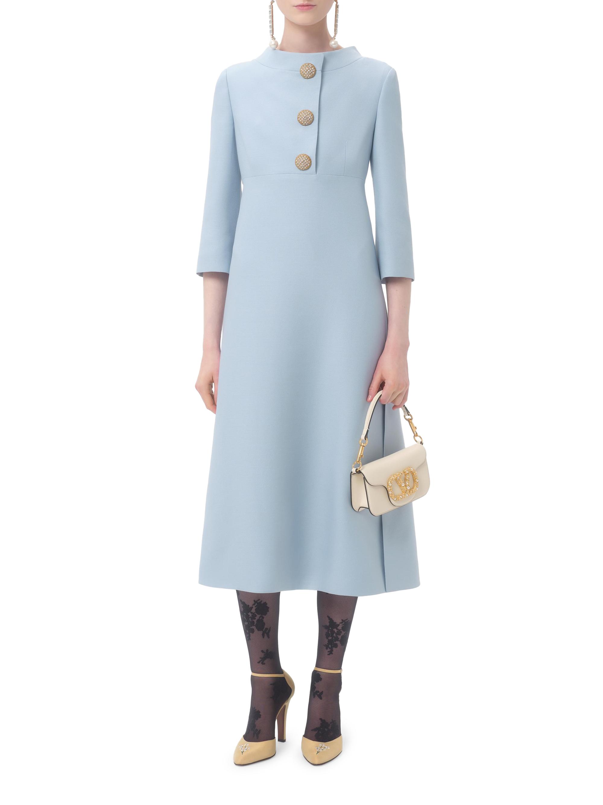 Valentino Garavani Crepe Couture Midi Dress - Pastel Gray | Vtir