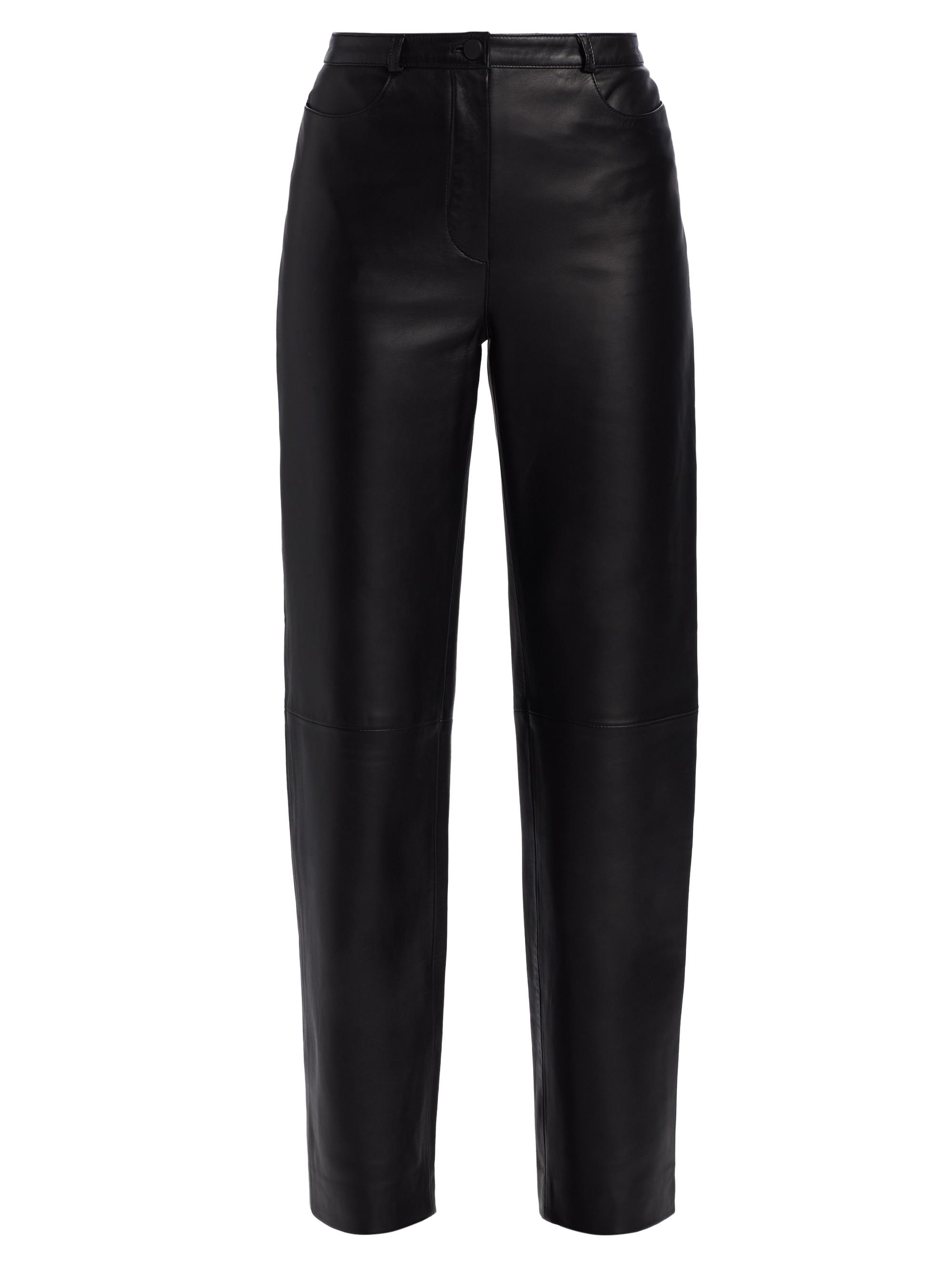 Loulou de Saison Women's Cobe Leather Straight-Leg Pants - Black