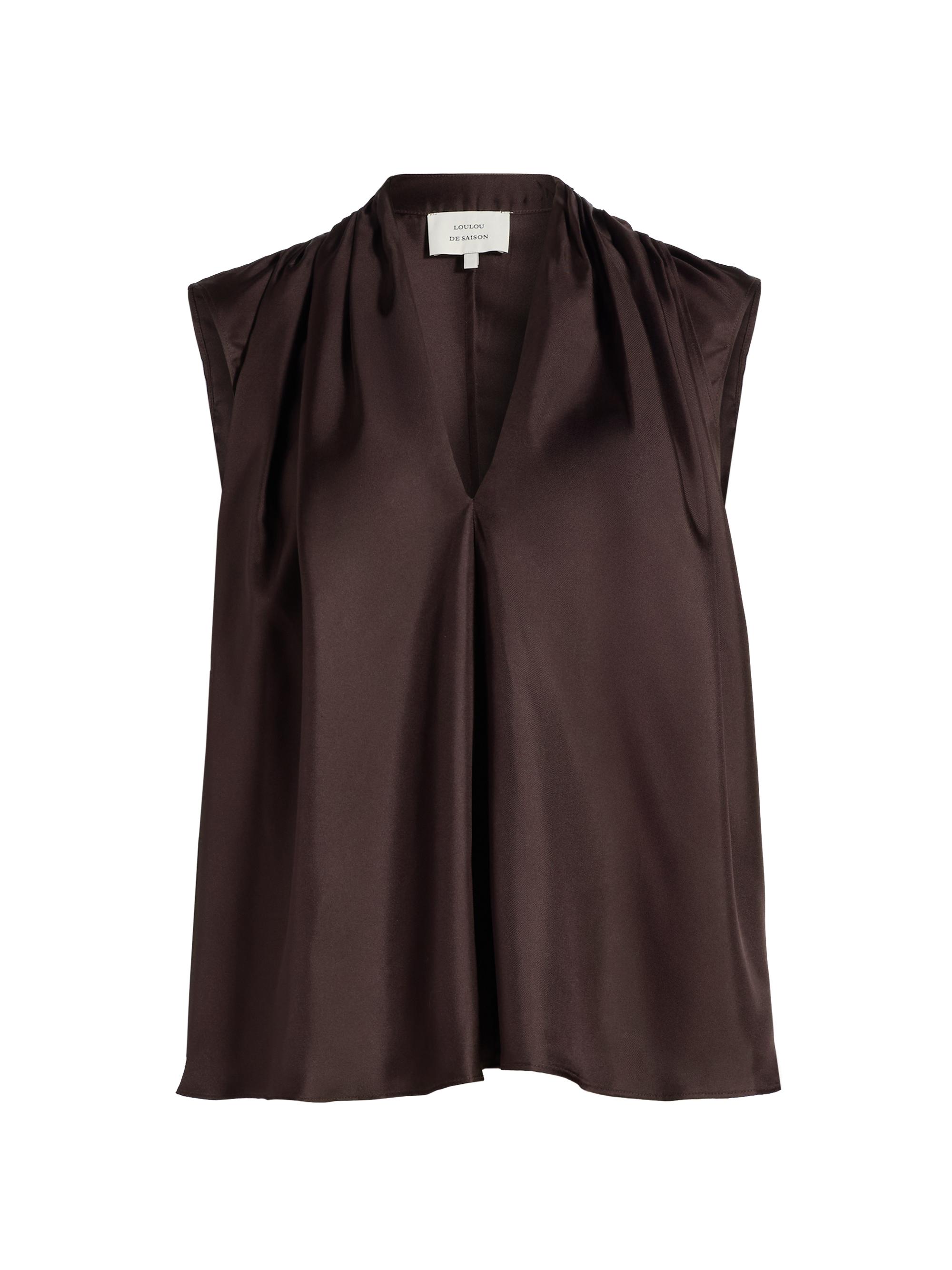 Loulou de Saison Women's Sade Silk Sleeveless Blouse - Brown
