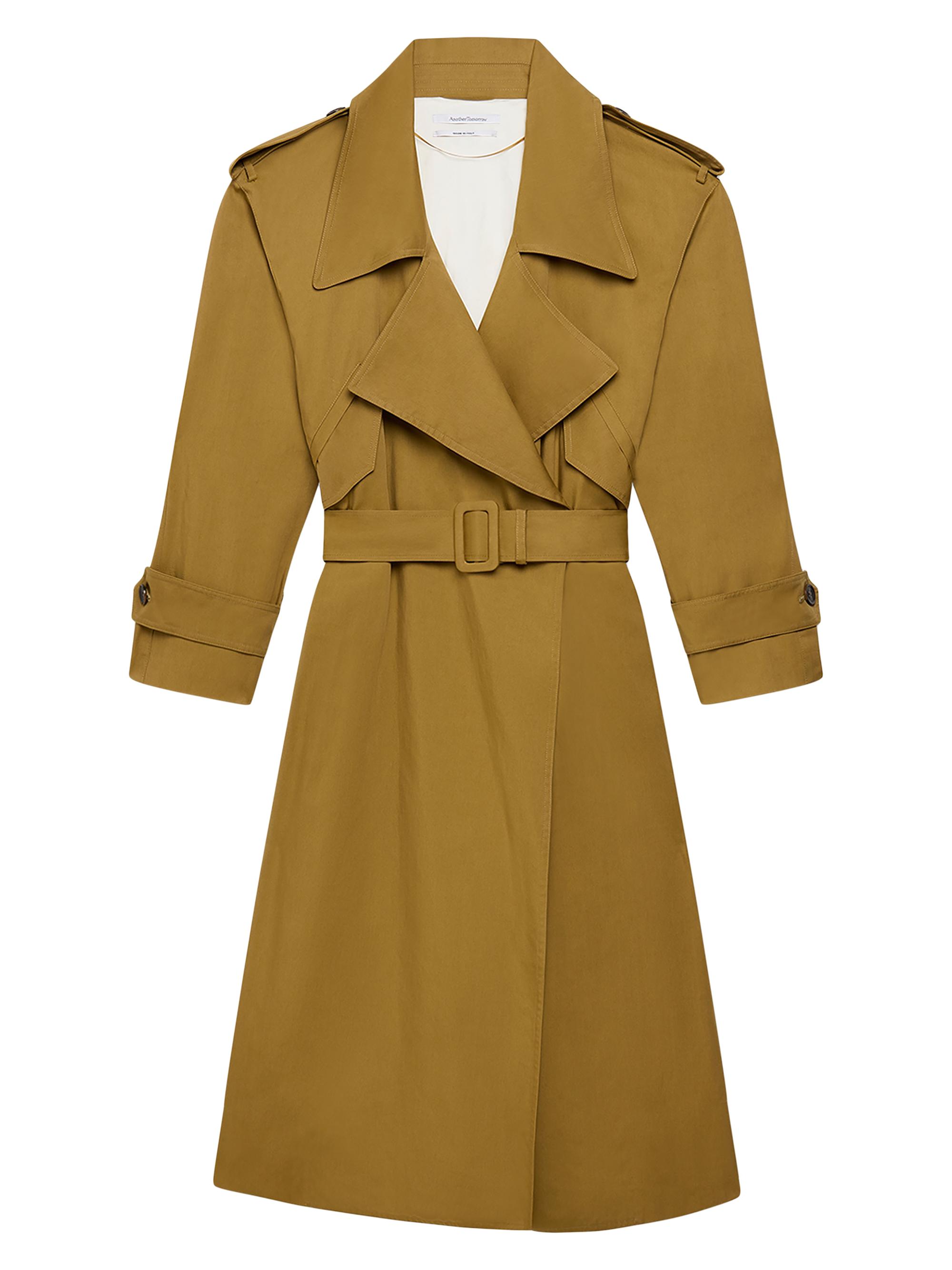 Another Tomorrow Women's Soft Trench Coat - Thyme