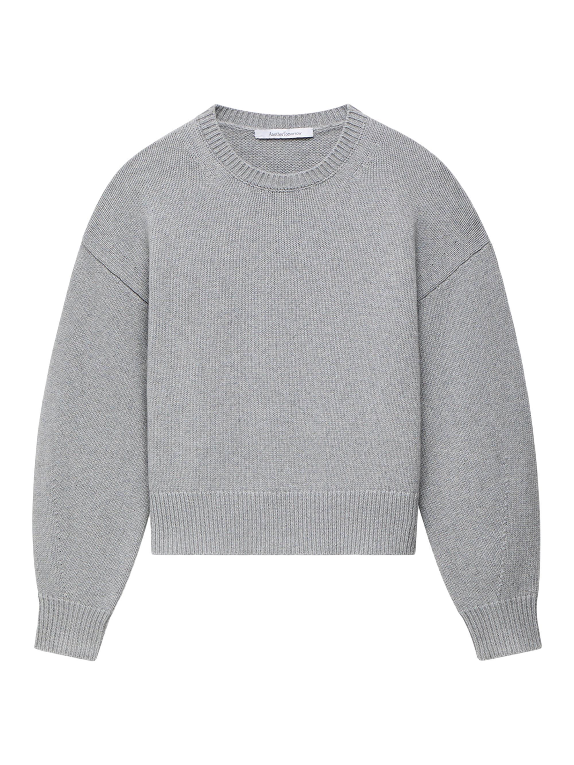 Another Tomorrow Women's Cashmere Knit Sweatshirt - Heather Grey