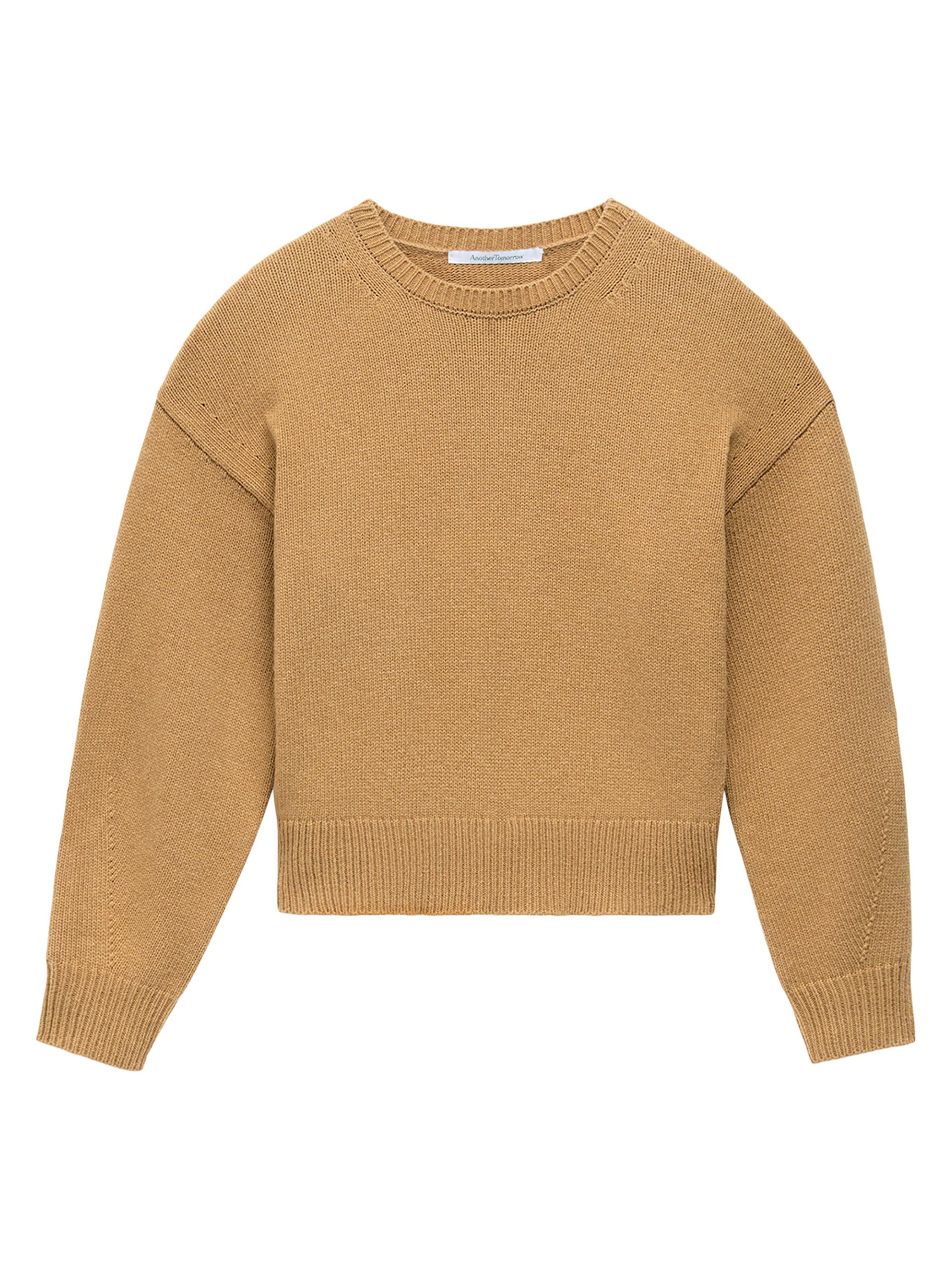 Another Tomorrow Women's Cashmere Knit Sweatshirt - Camel