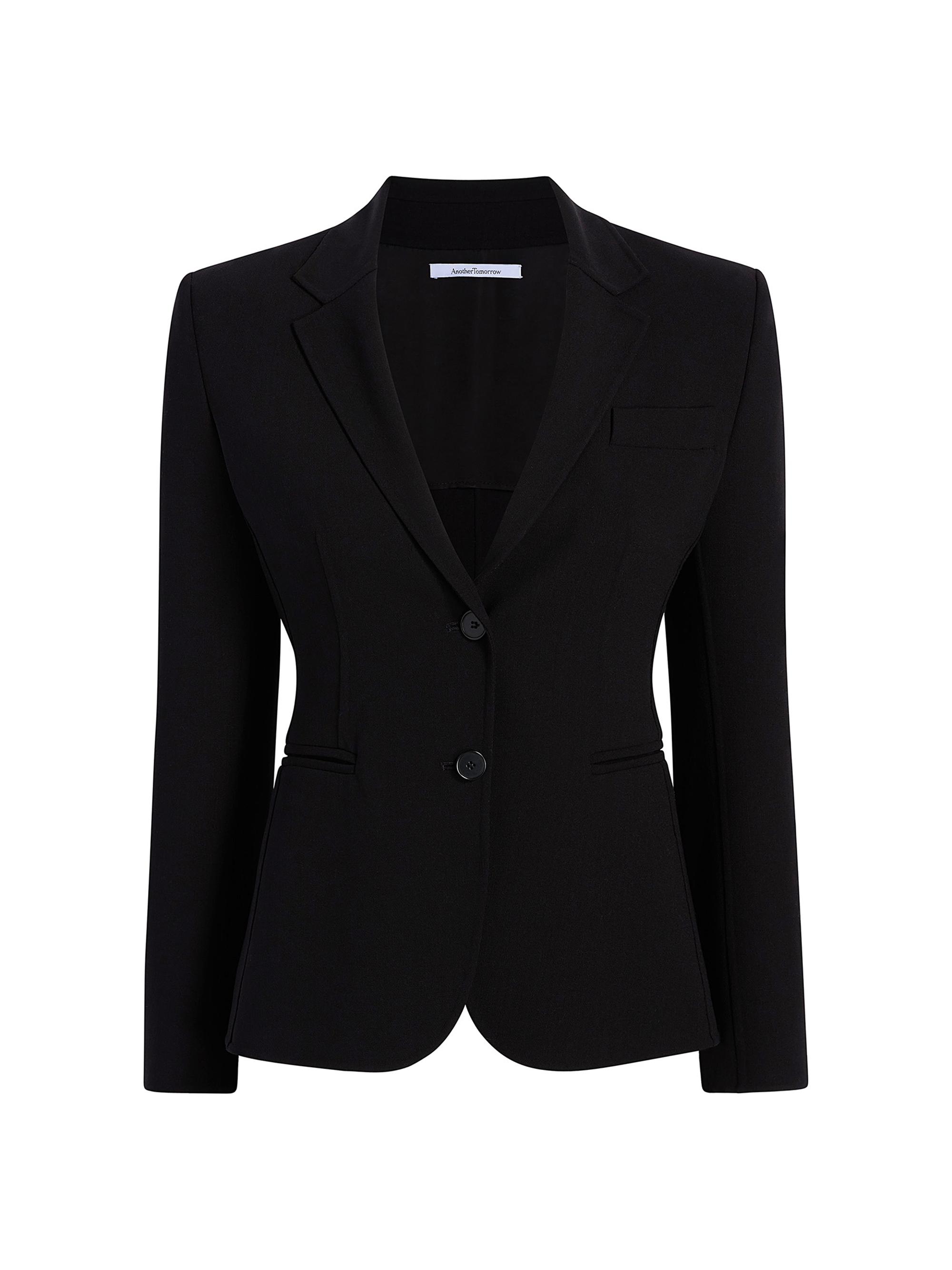 Another Tomorrow Women's Doppio Cropped Blazer - Black
