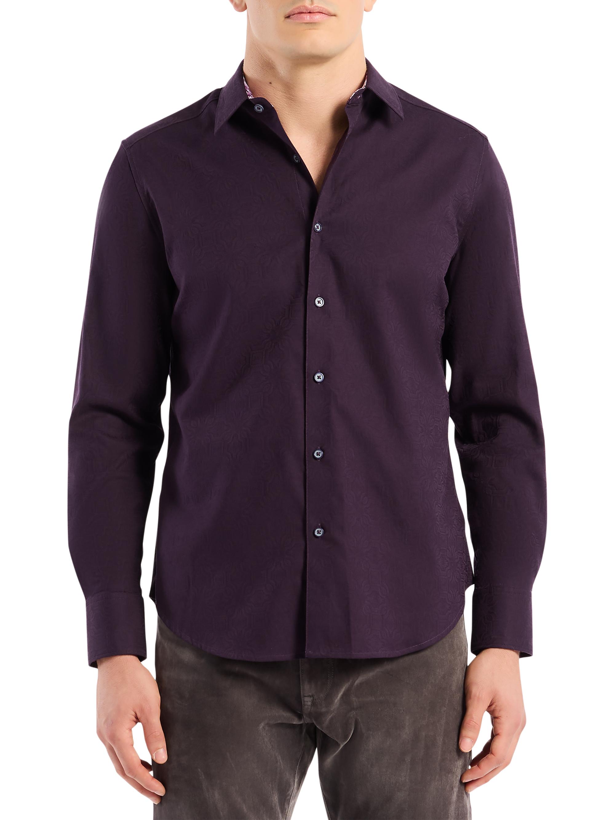 Robert Graham Men's Odyssey Geometric Jacquard Shirt - Berry