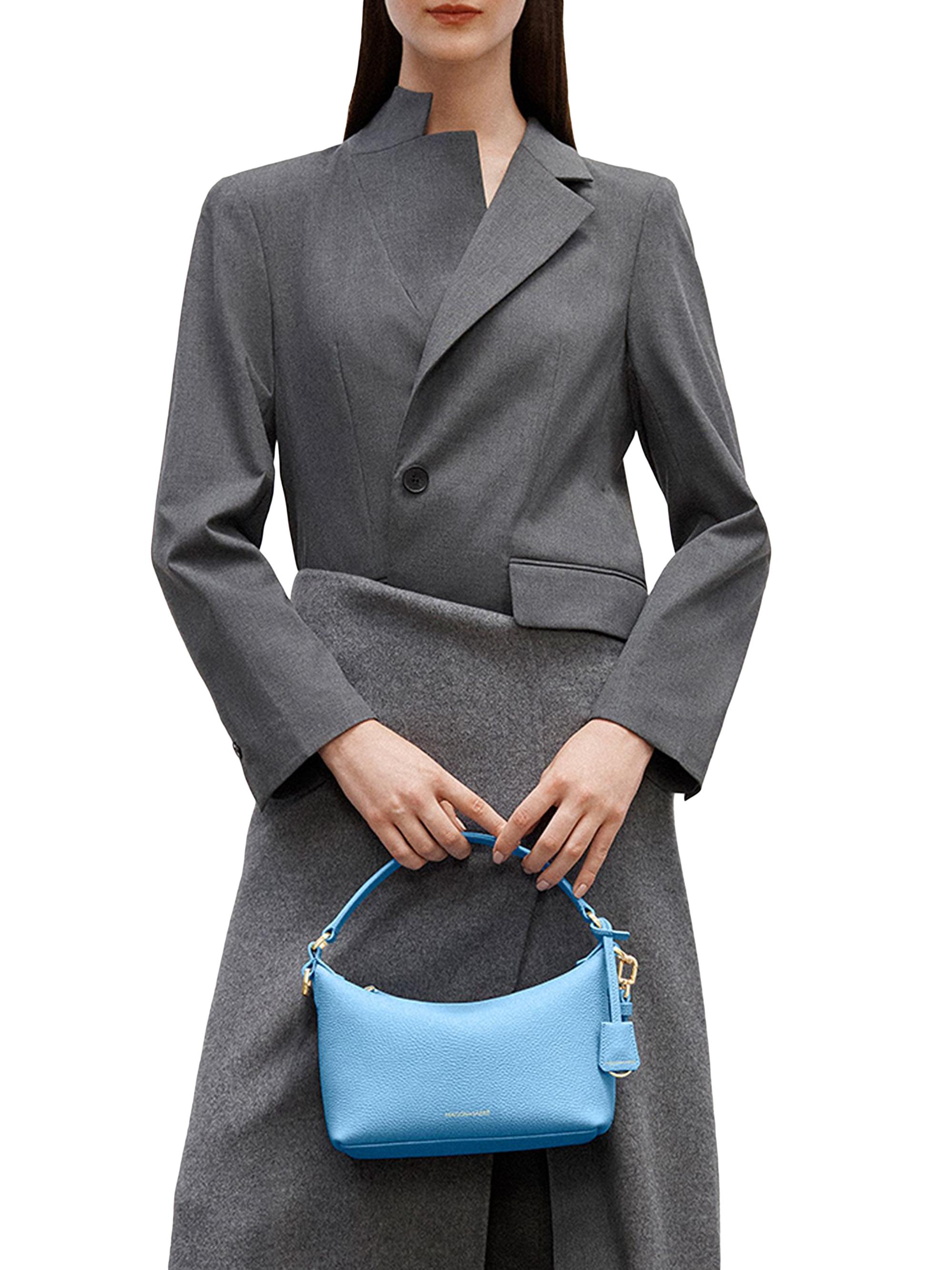 Maison de Sabre Women's  Leather Soft Hobo Bag - Sky Blue | Thumbnail 3