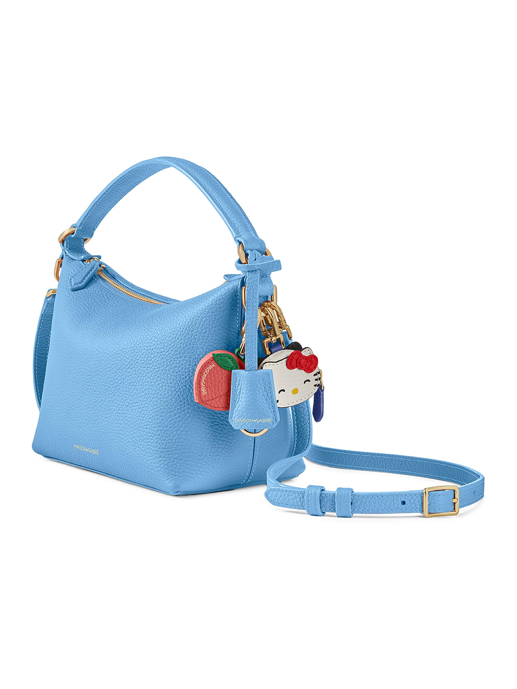 Maison de Sabre Women's  Leather Soft Hobo Bag - Sky Blue | Thumbnail 4