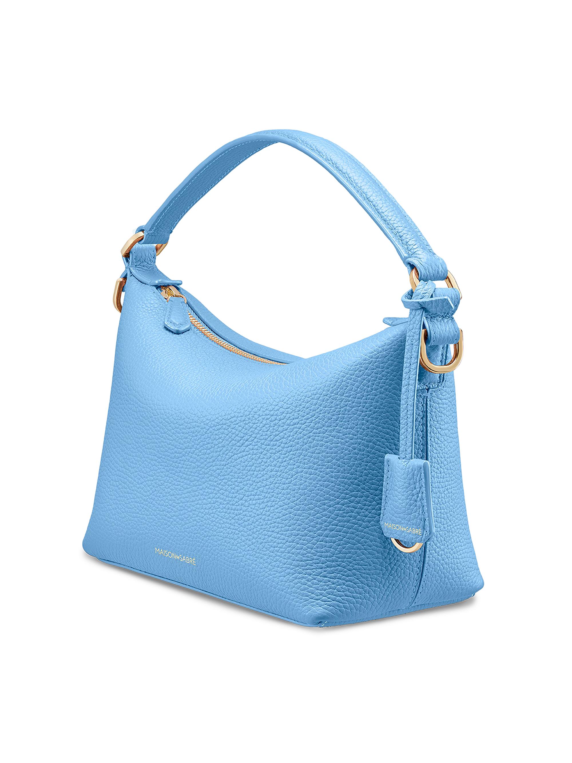 Maison de Sabre Women's  Leather Soft Hobo Bag - Sky Blue | Thumbnail 5
