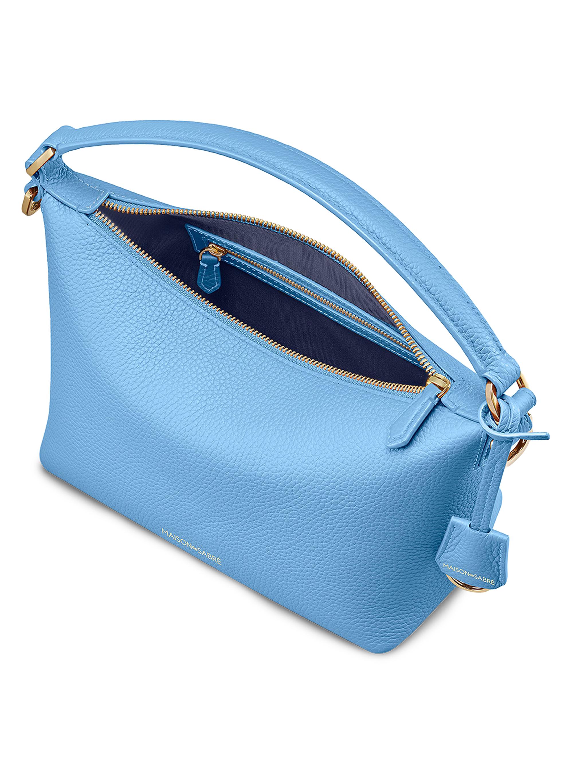 Maison de Sabre Women's  Leather Soft Hobo Bag - Sky Blue | Thumbnail 8
