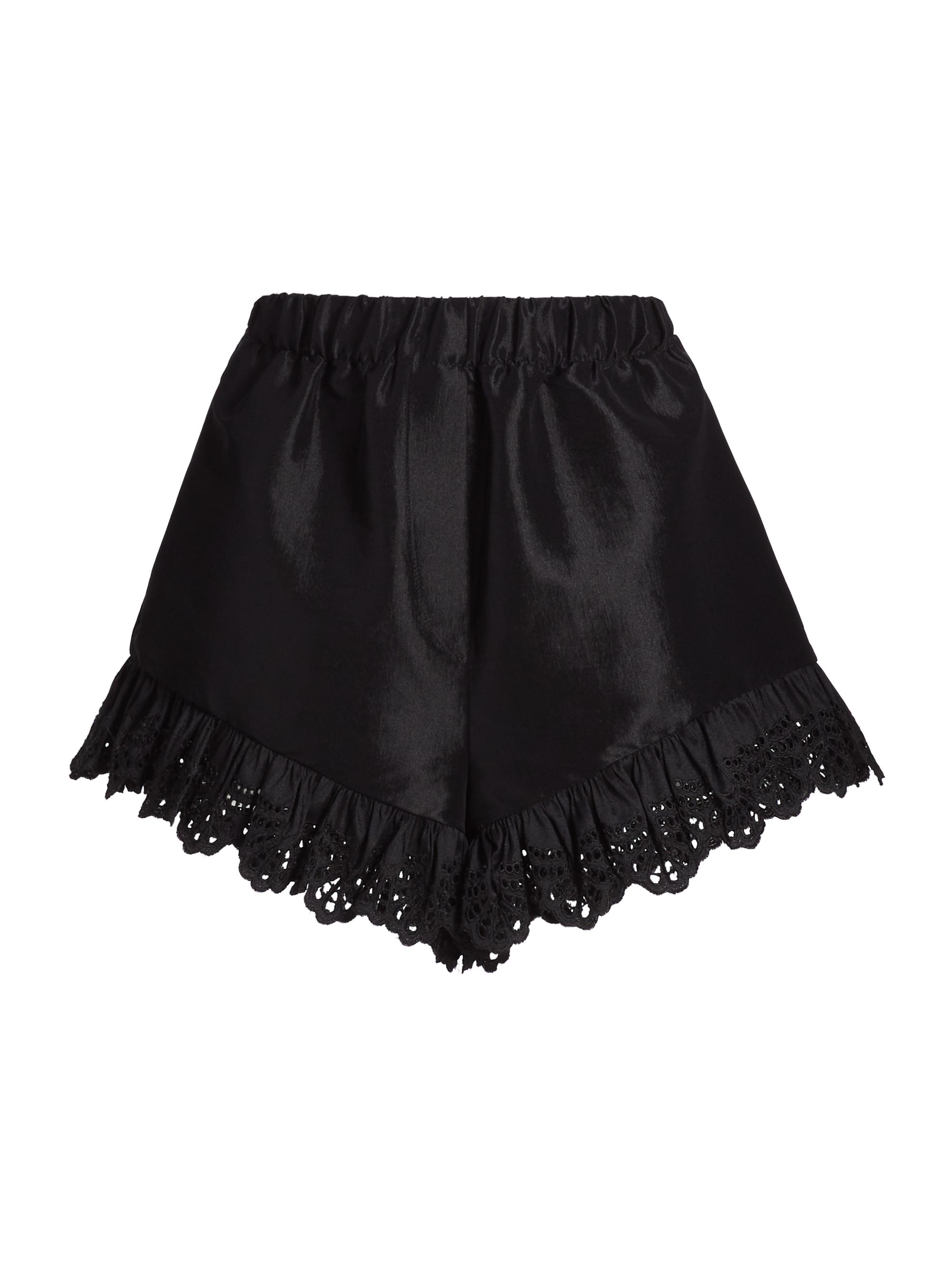 Kika Vargas Women's Frida Eyelet-Trimmed Taffeta Shorts - Black