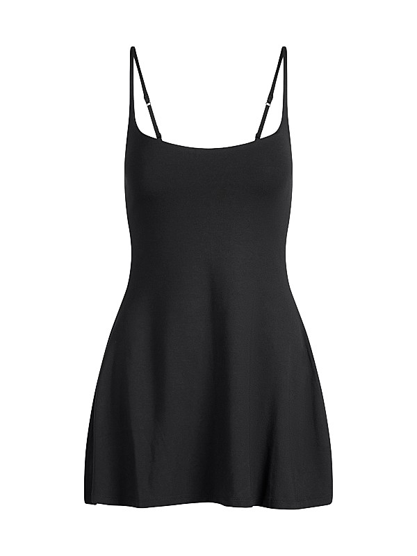 black skims dress adjustable straps SKIMS Smooth Layers Scoop Neck