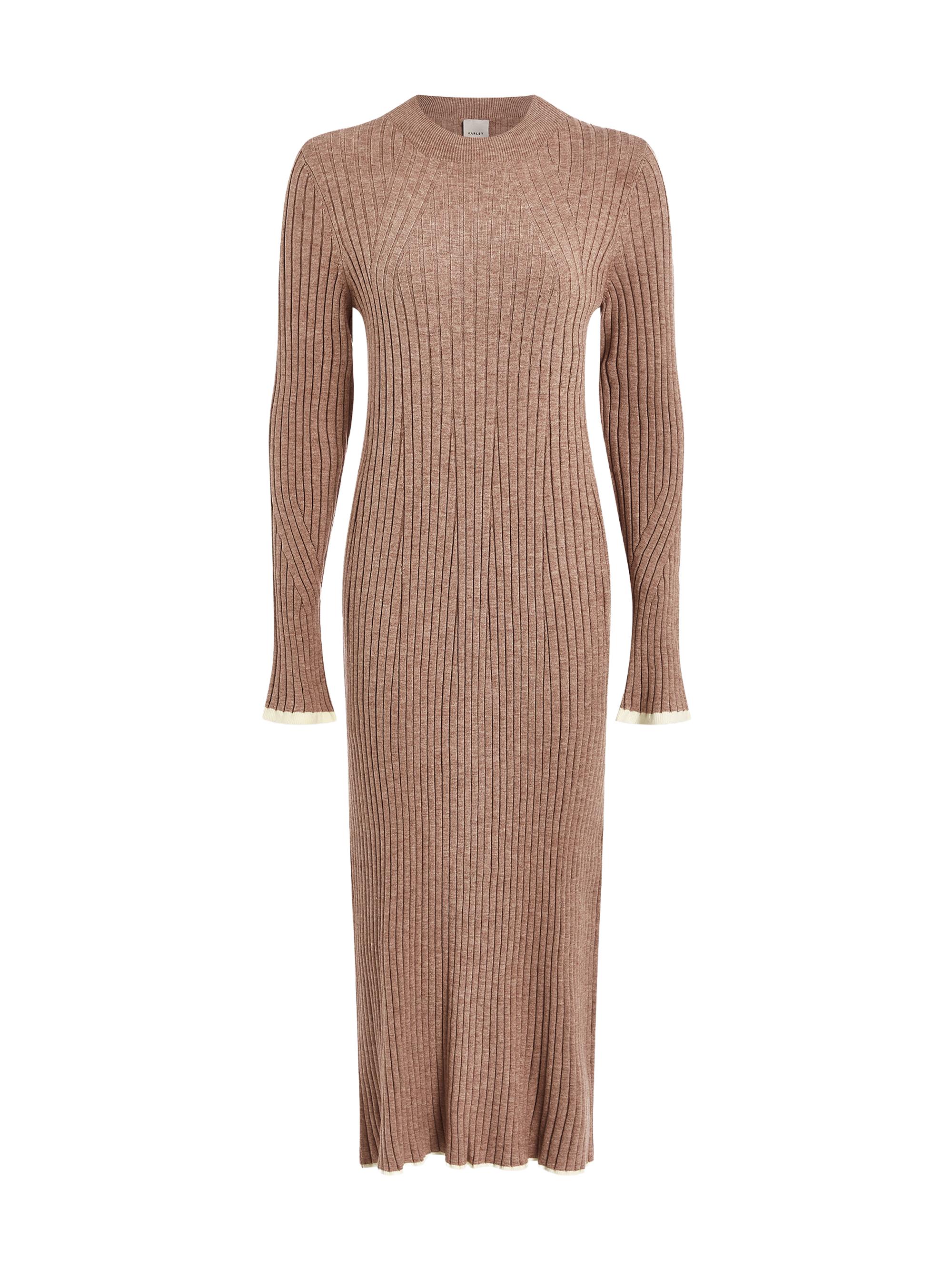 Varley Women's Axel Rib-Knit Midi-Dress - Light Taupe Marl