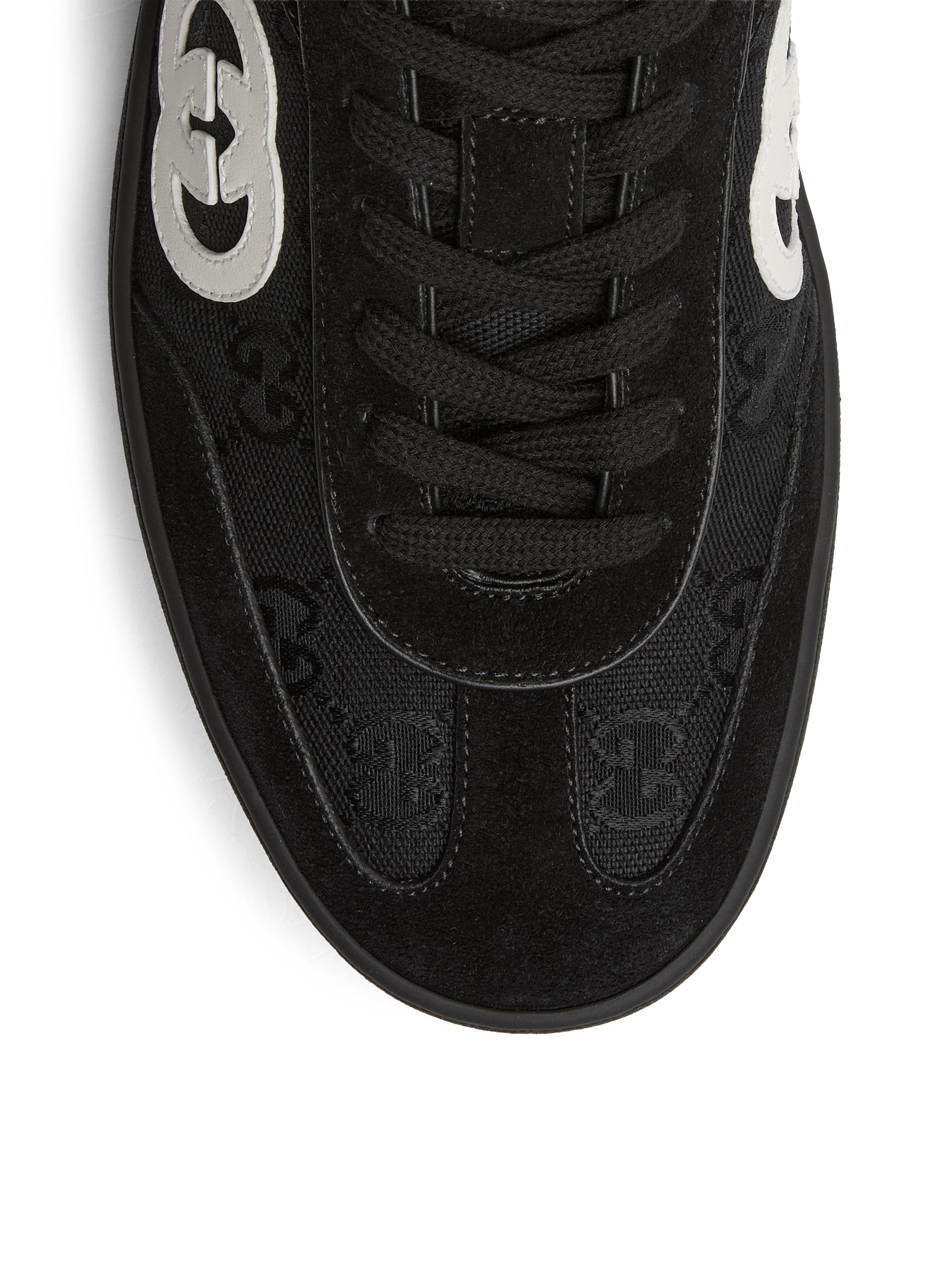 Gucci GGロゴ装飾 黒サテンシューズ Gucci GG Suede & Canvas Low-Top Sneakers | Saks Fifth Avenue