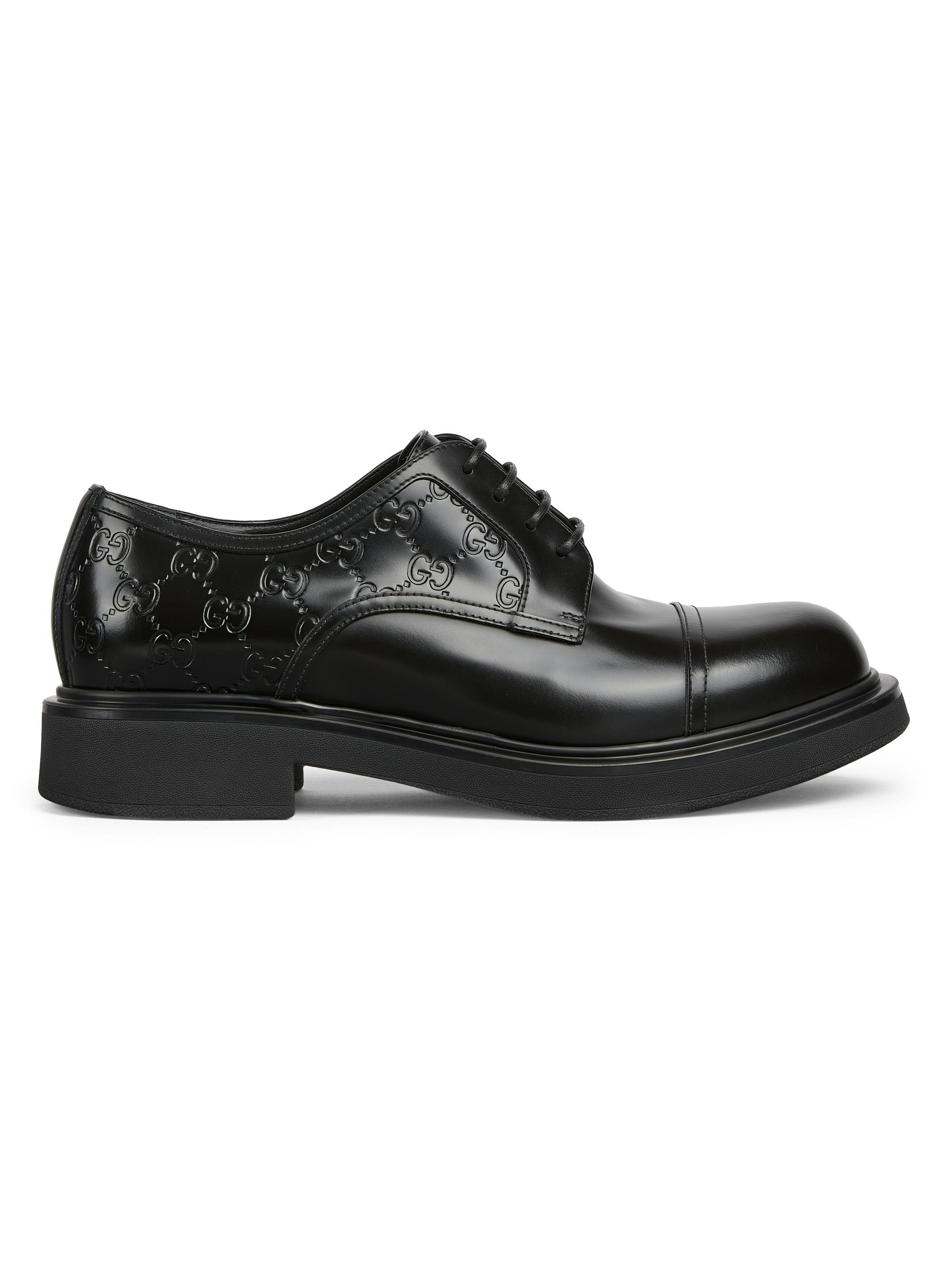 ごる蔵GUCCI Logo Black Patent Silver Gucci Leather Logo Oxfords | Saks Fifth Avenue
