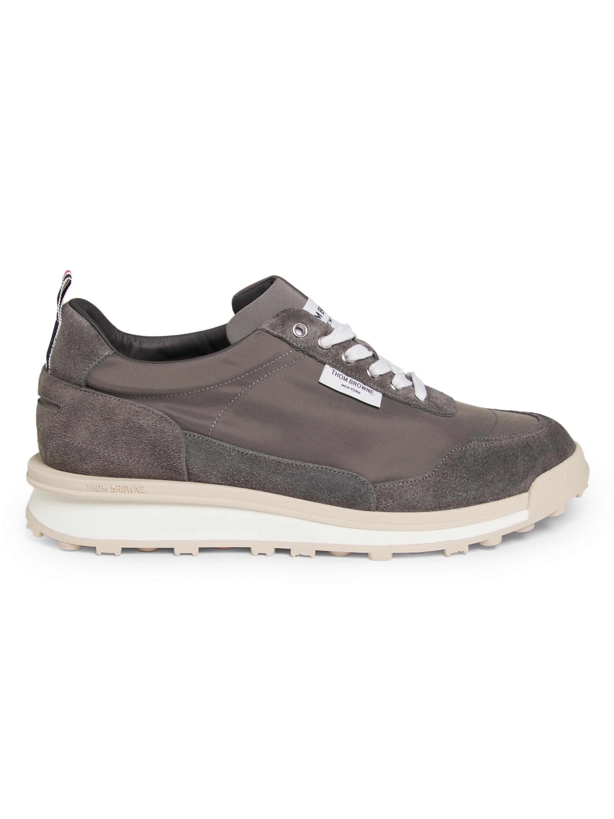 Thom Browne Men's Alumni Double-Tech Low-Top Sneakers - Medium Grey