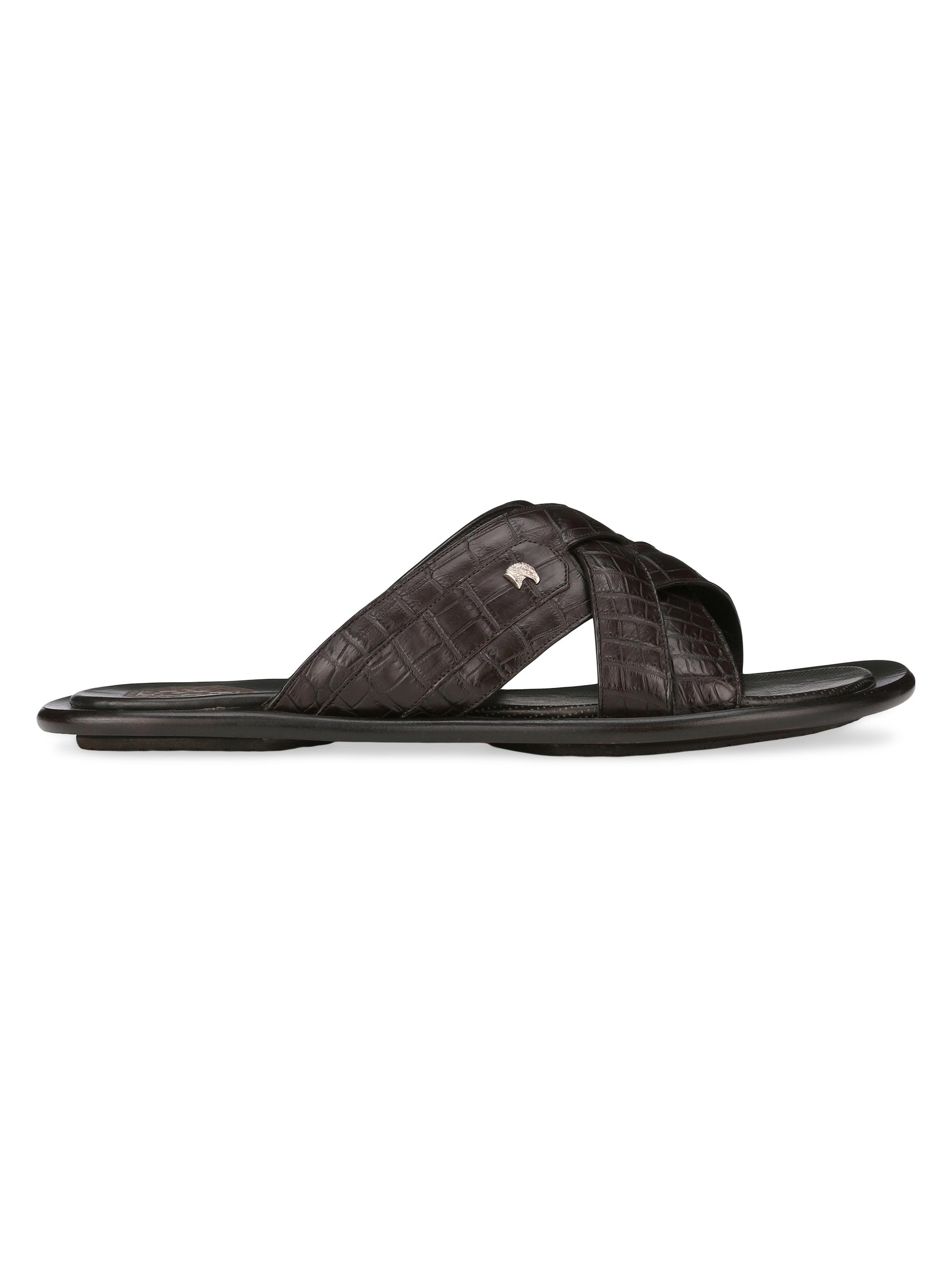 Stefano Ricci Men's Croc Sandals - Dark Brown