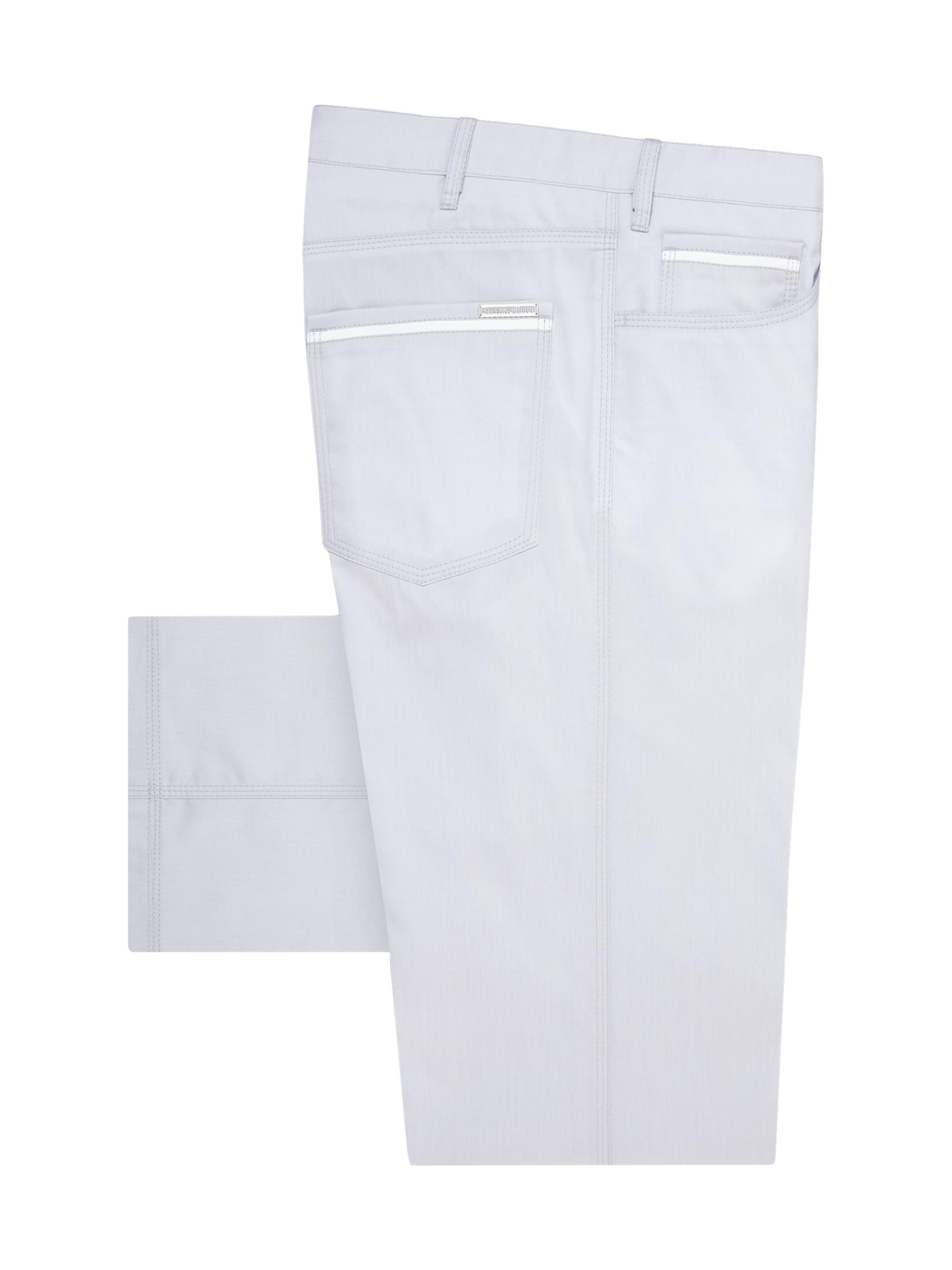 Stefano Ricci Men's Casual Trousers with Leather details - Grigio Arctic