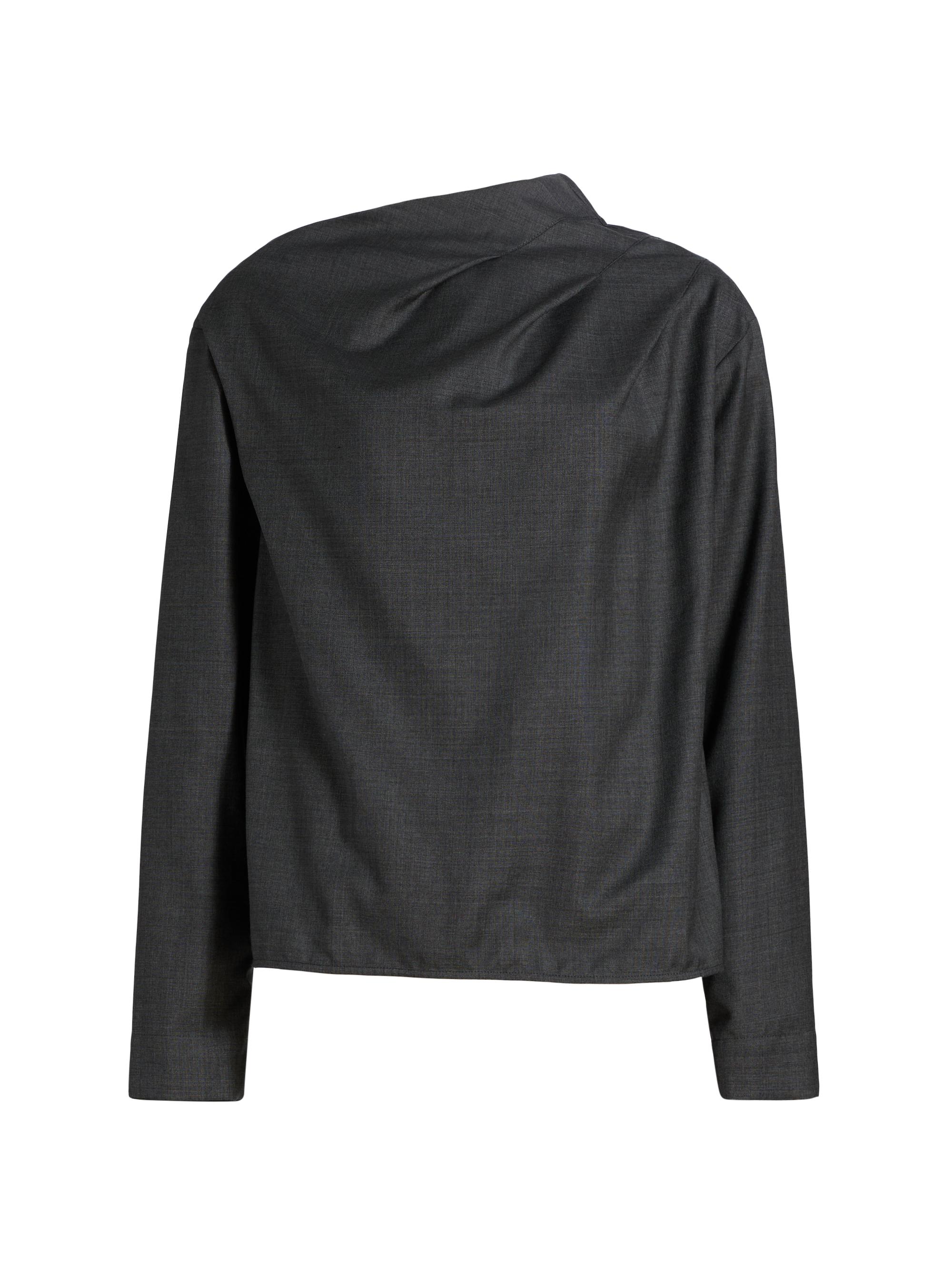 Loulou de Saison Women's Mauris Asymmetric Wool Blouse - Anthracite Melange