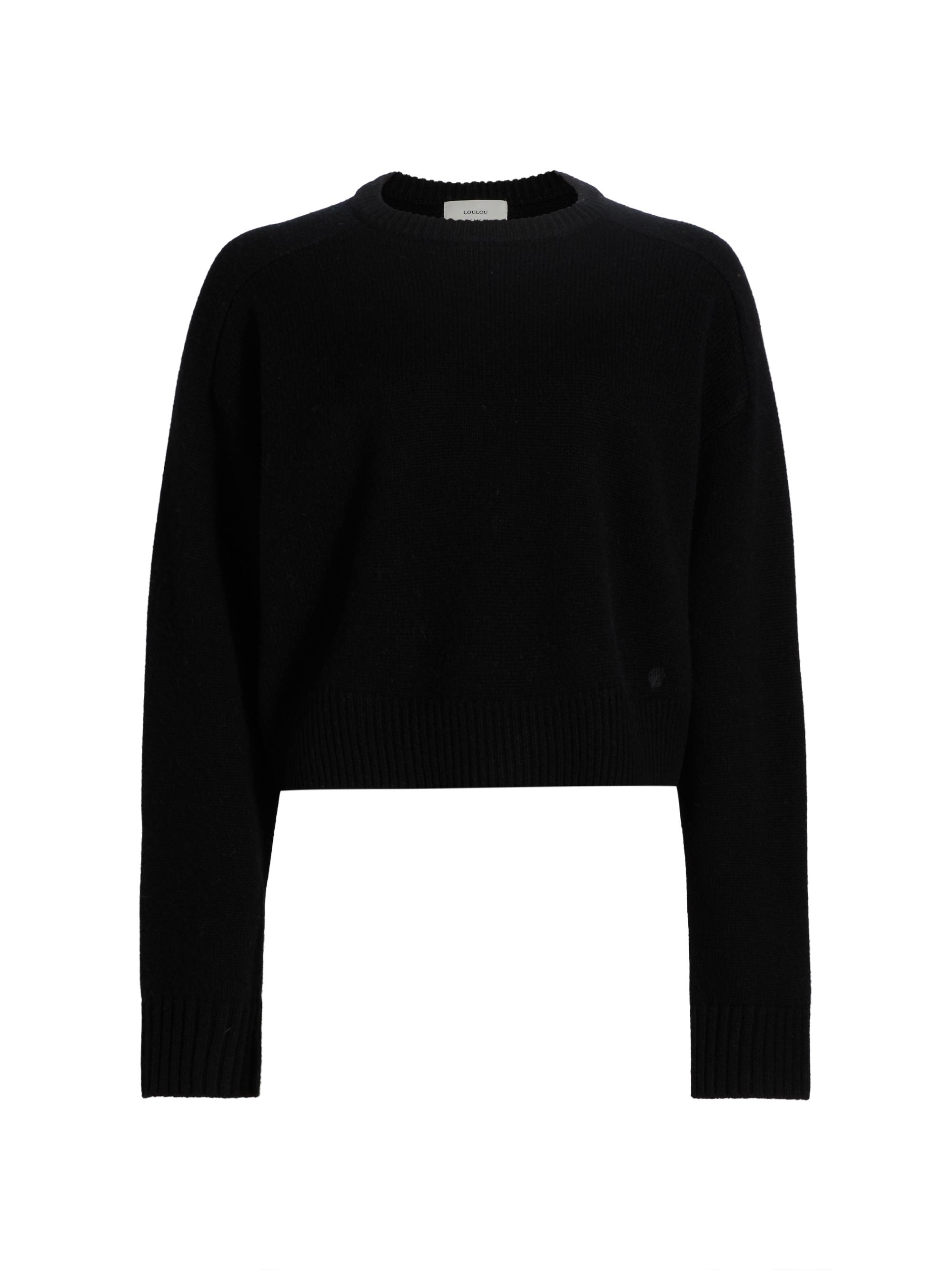 Loulou de Saison Women's Bruzzi Cropped Wool-Cashmere Sweater - Black
