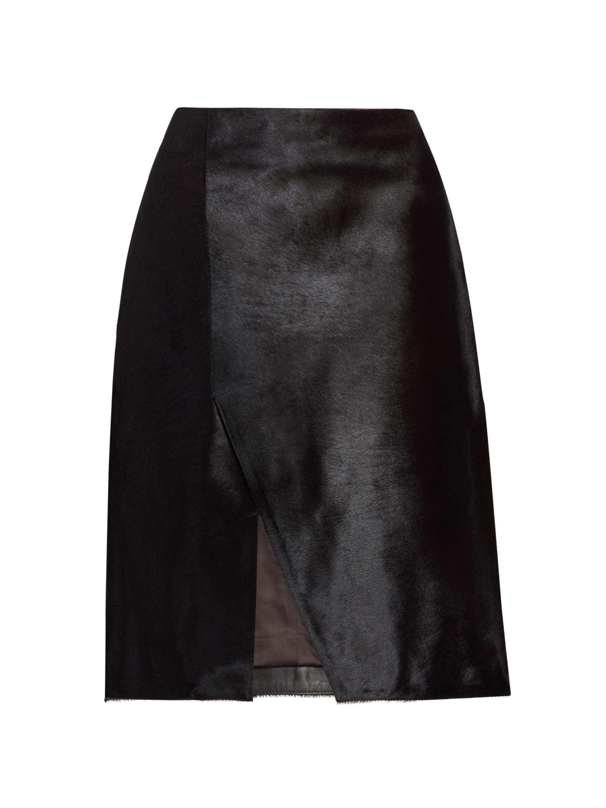 Loulou de Saison Women's Myra Calf Hair Asymmetric Skirt - Coffee