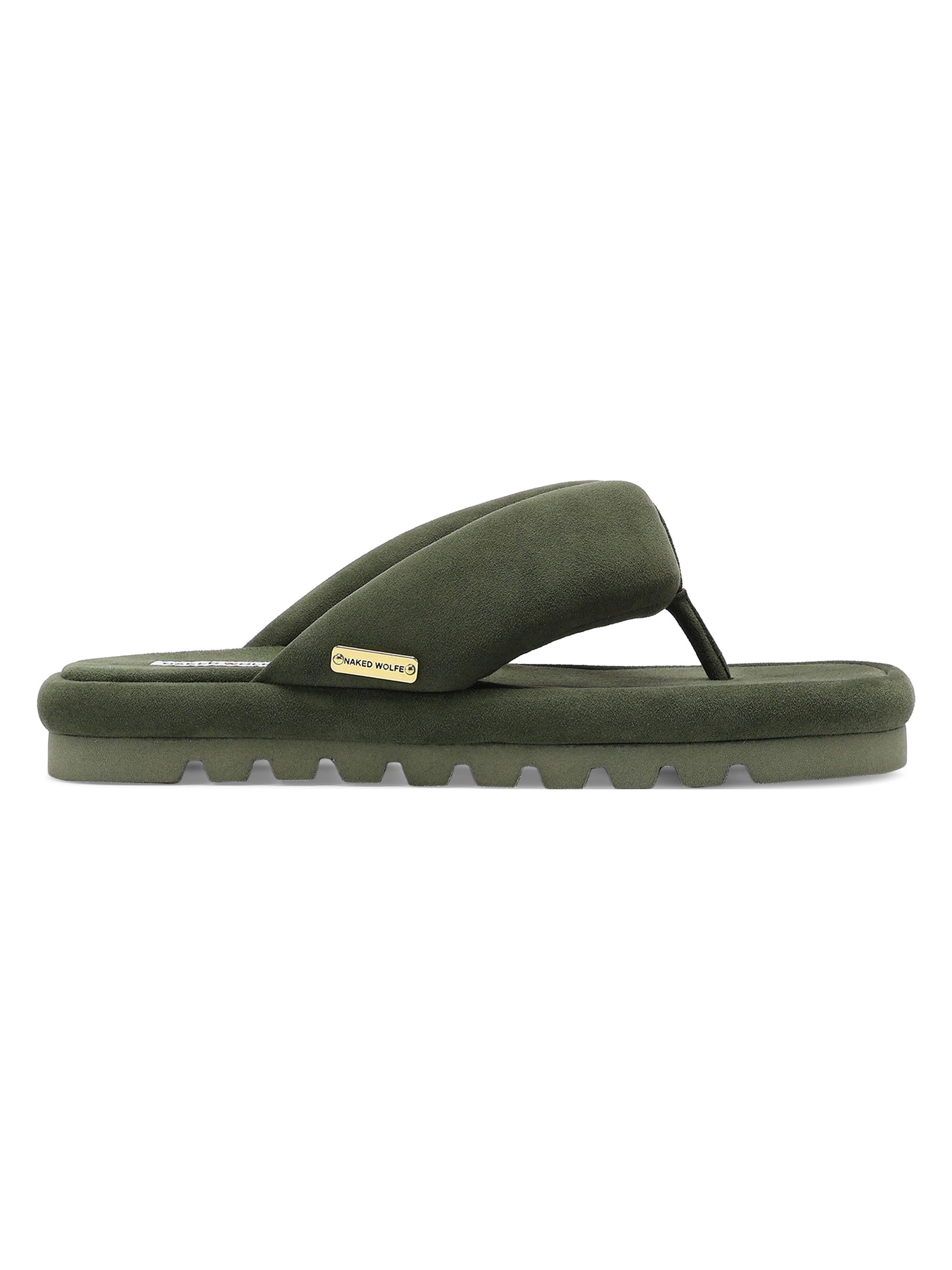 Naked Wolfe Women's Hilary Suede Flip Flops - Olive Suede