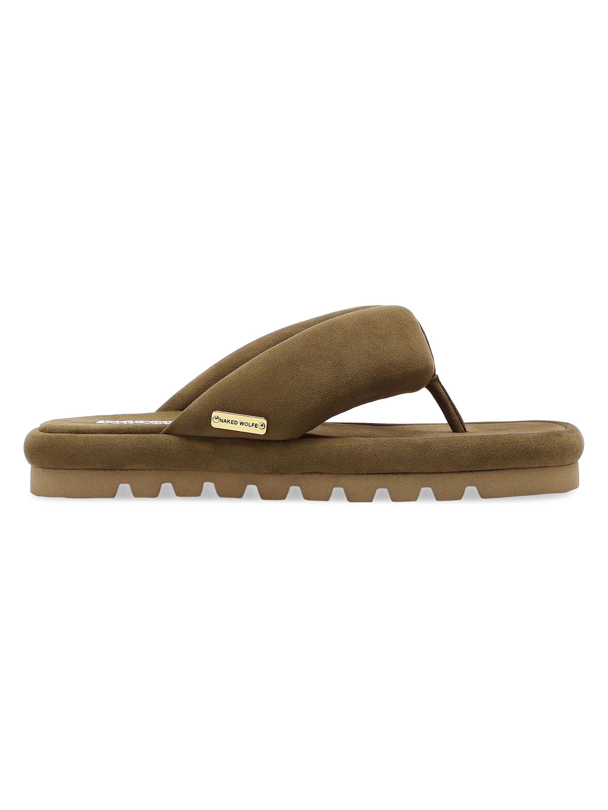 Naked Wolfe Women's Hilary Suede Flip Flops - Brown Suede