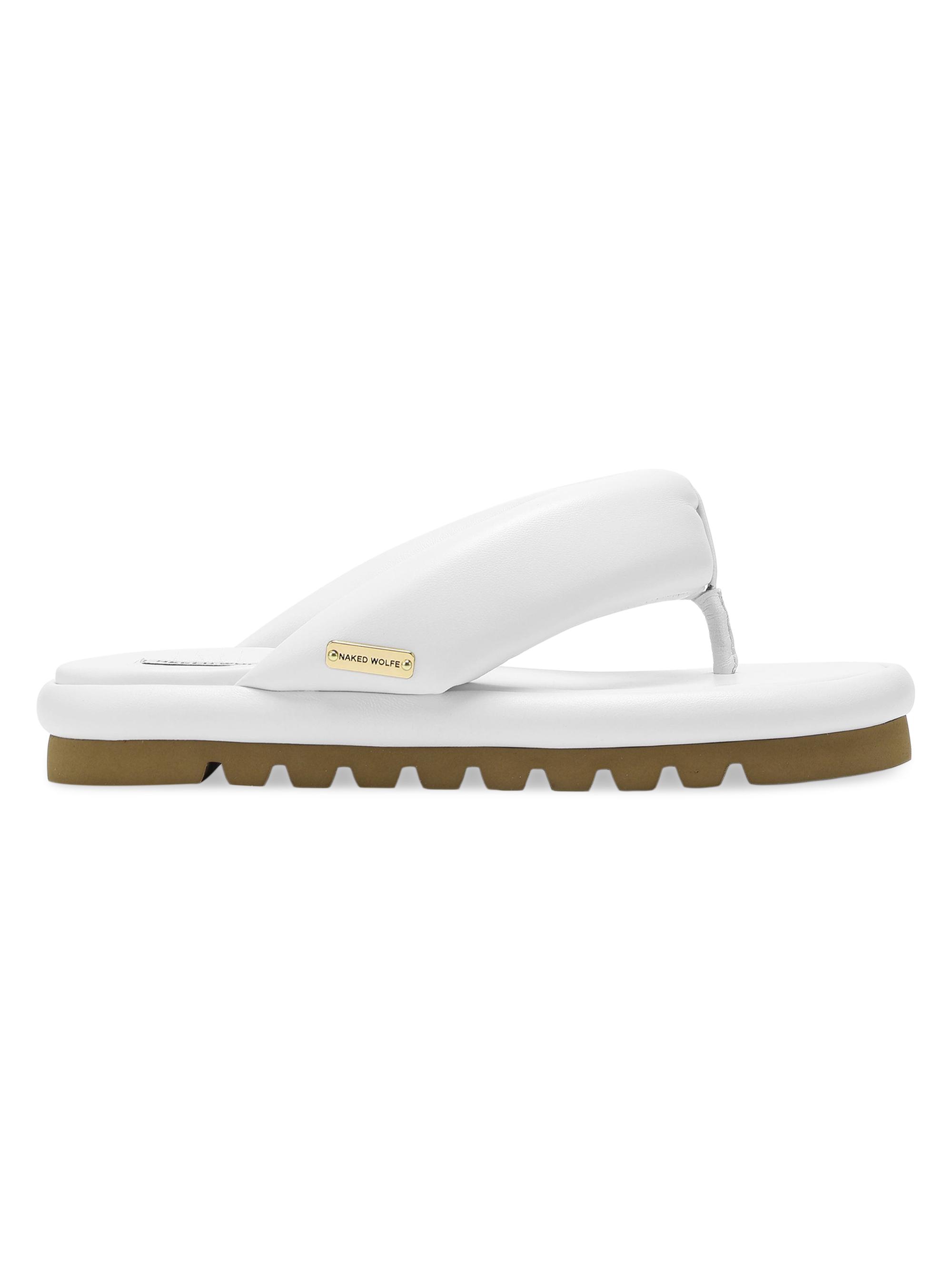 Naked Wolfe Women's Hilary Leather Flip Flops - White Leather