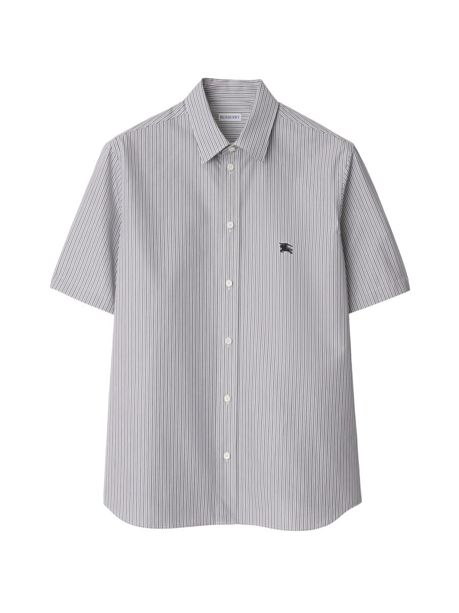 【BURBERRY】men's ストライプ 半袖シャツ ユニセックス white Burberry Striped Cotton Short-Sleeve Shirt | Saks Fifth Avenue