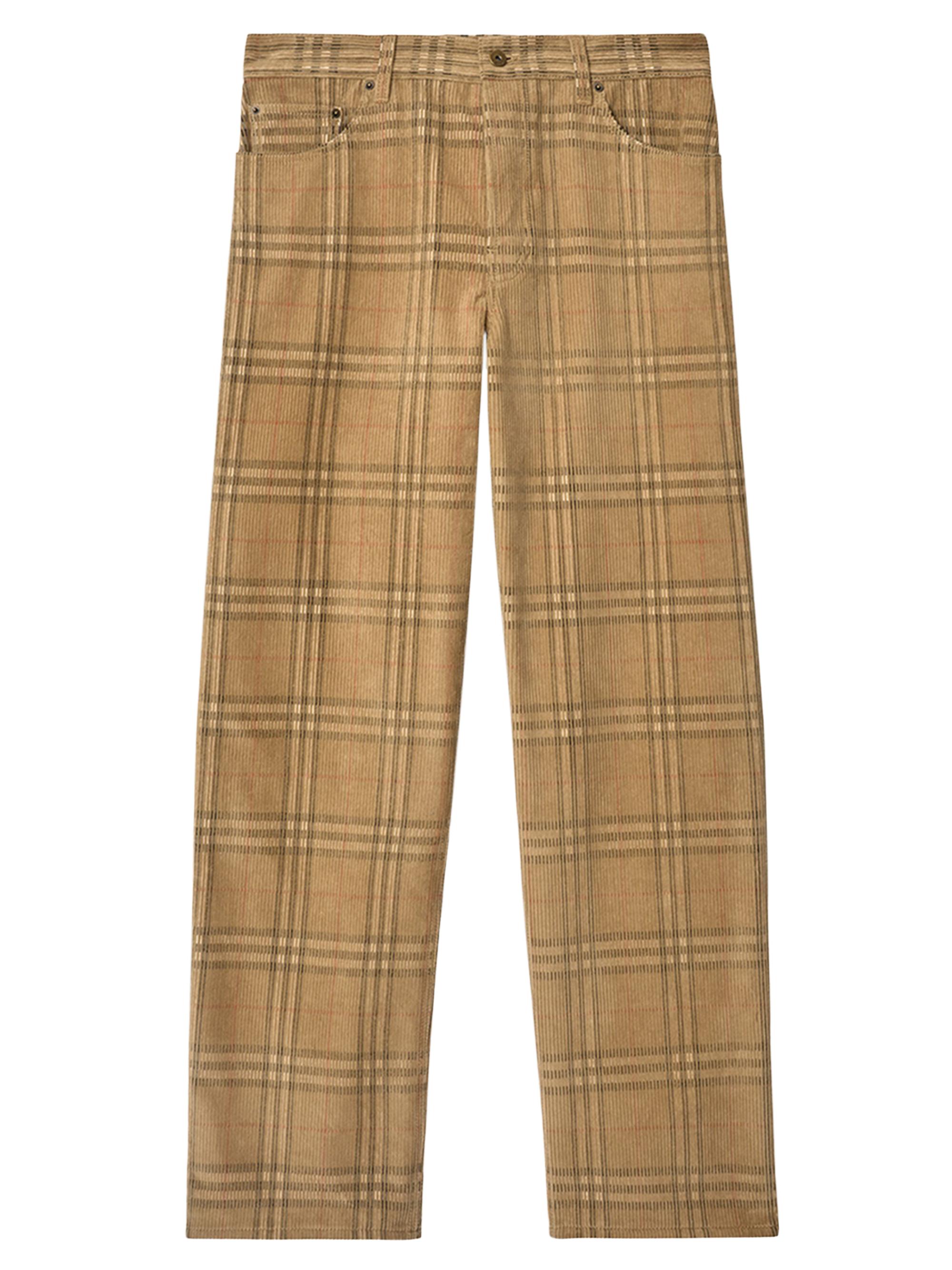 Burberry Men's Check Corduroy Straight-Leg Trousers - Sand Ip Check