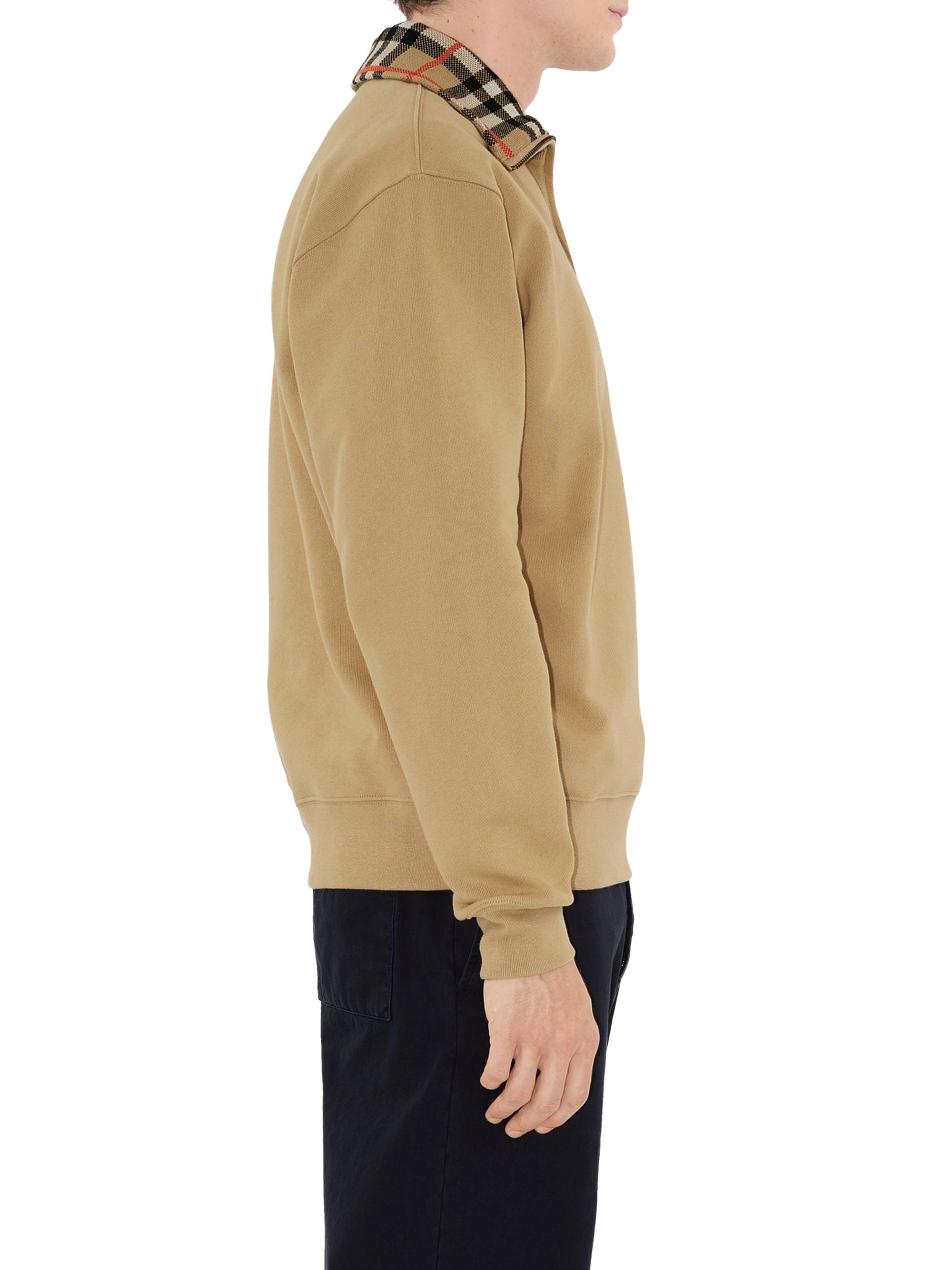 Burberry Ray Check Collar Cotton Half-Zip Sweatshirt | Saks Fifth