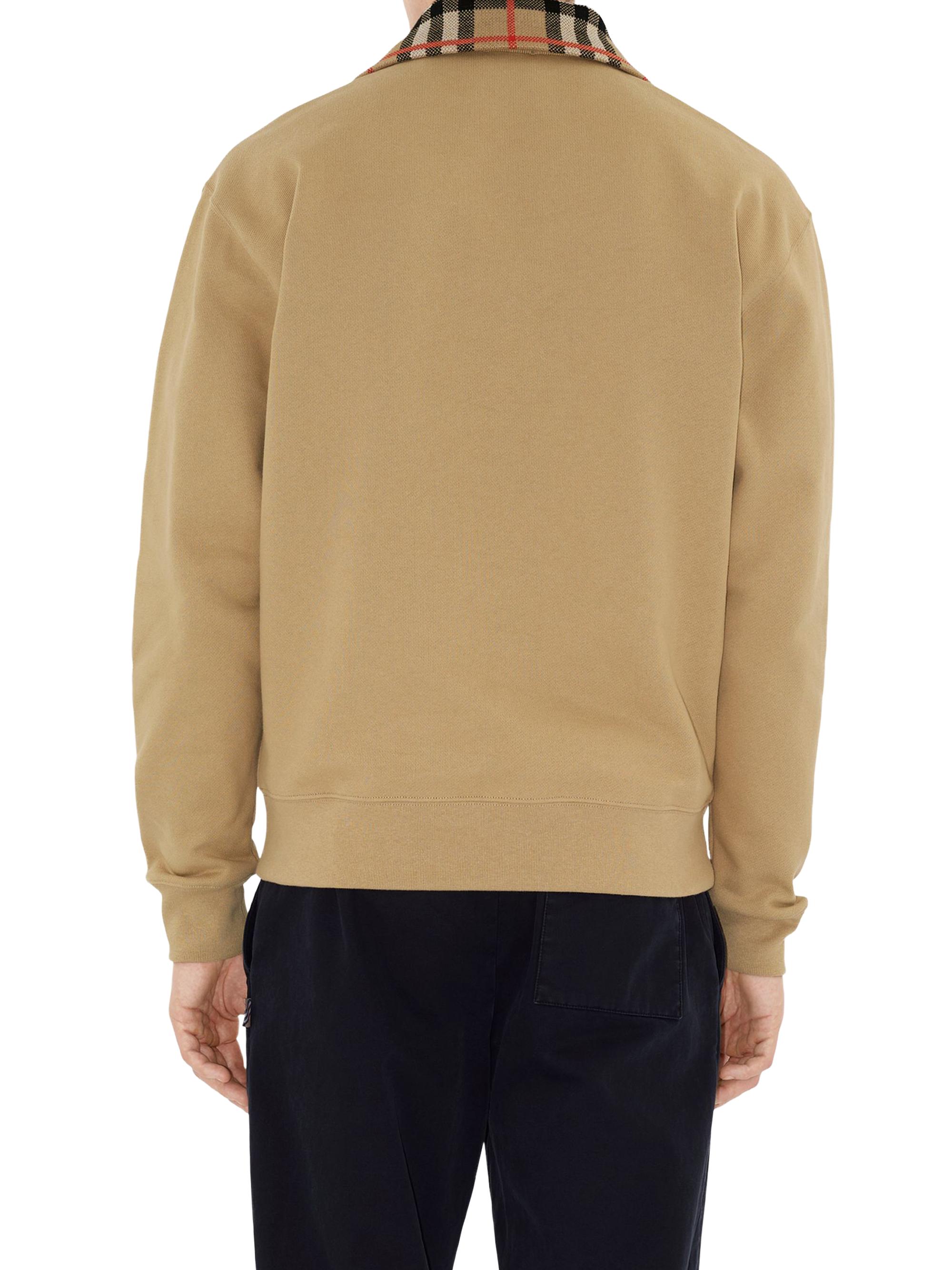 Ray Check Collar Cotton Half-Zip Sweatshirt