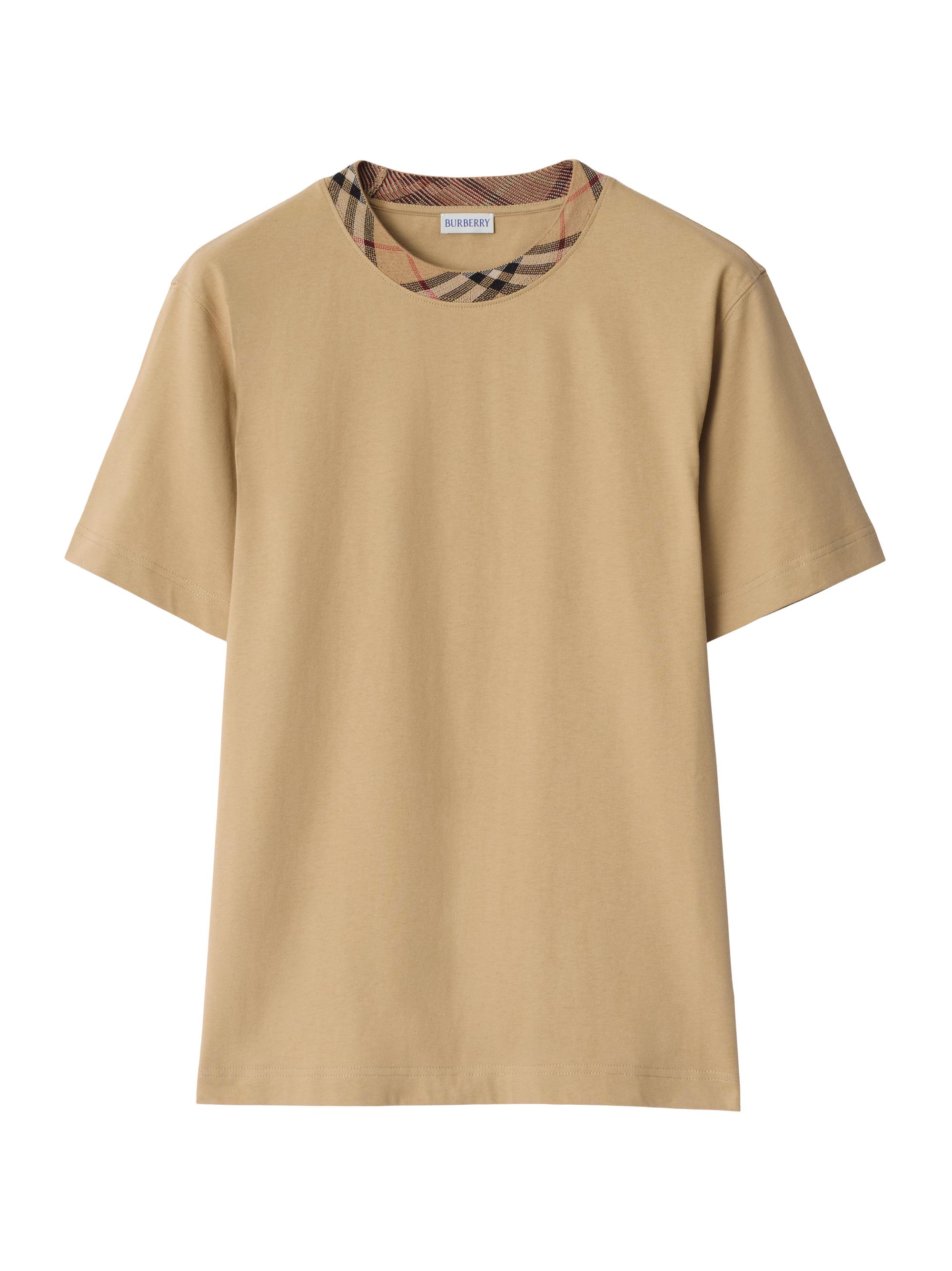 Burberry Men's Ryan Check Trim Cotton T-Shirt - Flax
