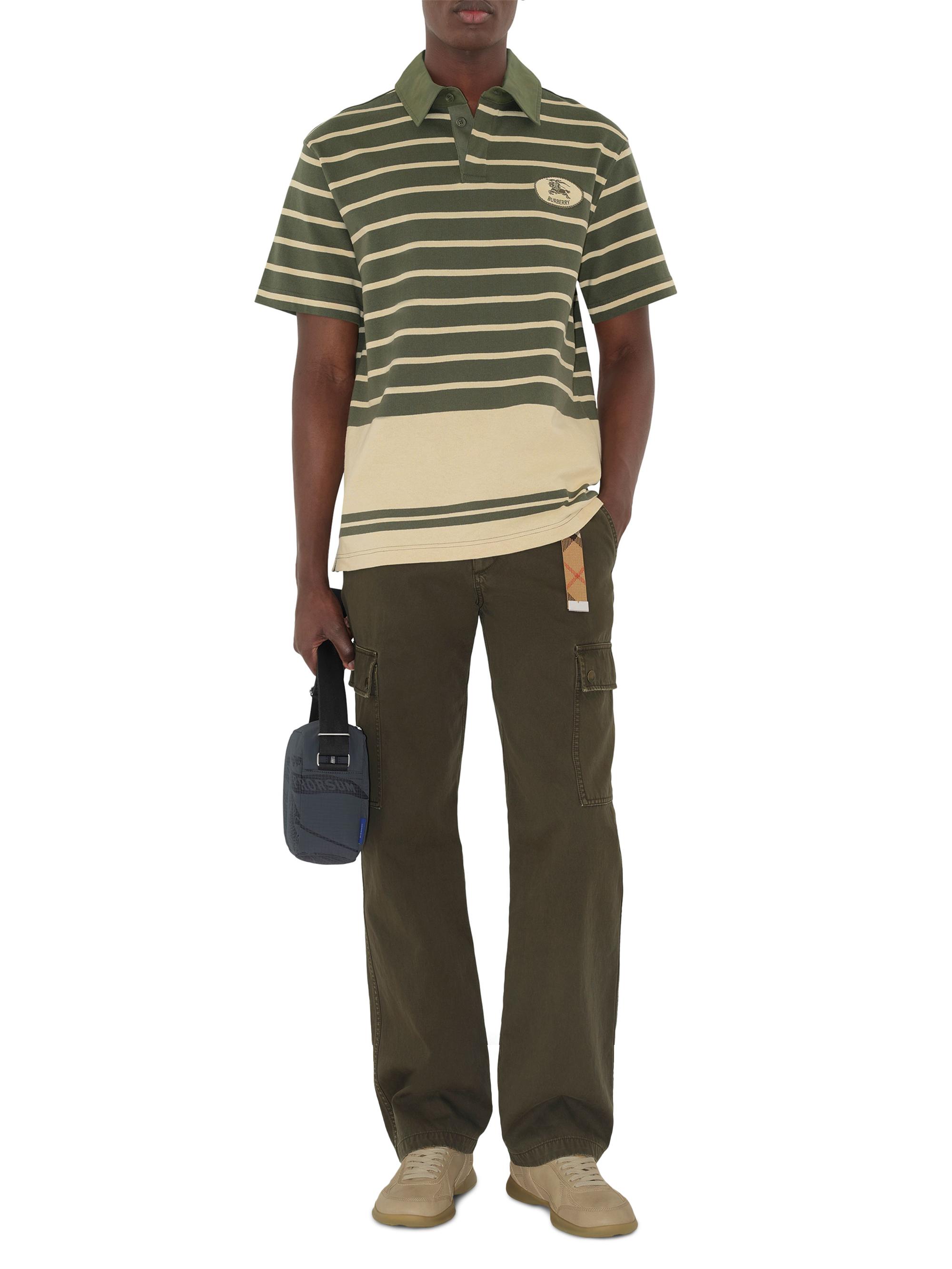 Burberry Men's Striped Cotton Polo Shirt - Yew Stripe