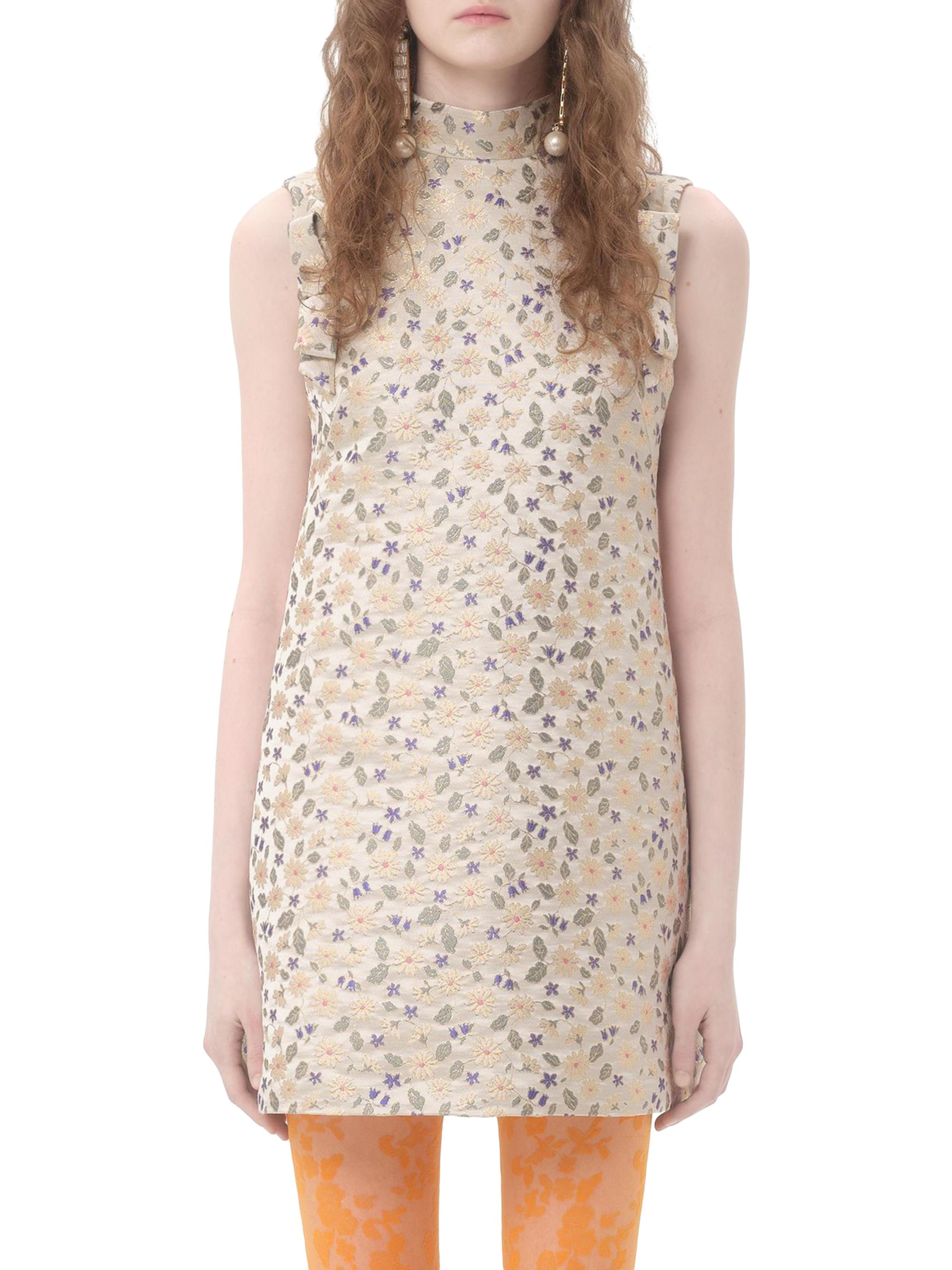 Valentino Garavani Short Mini Dress in Garden Lurex Jacquard