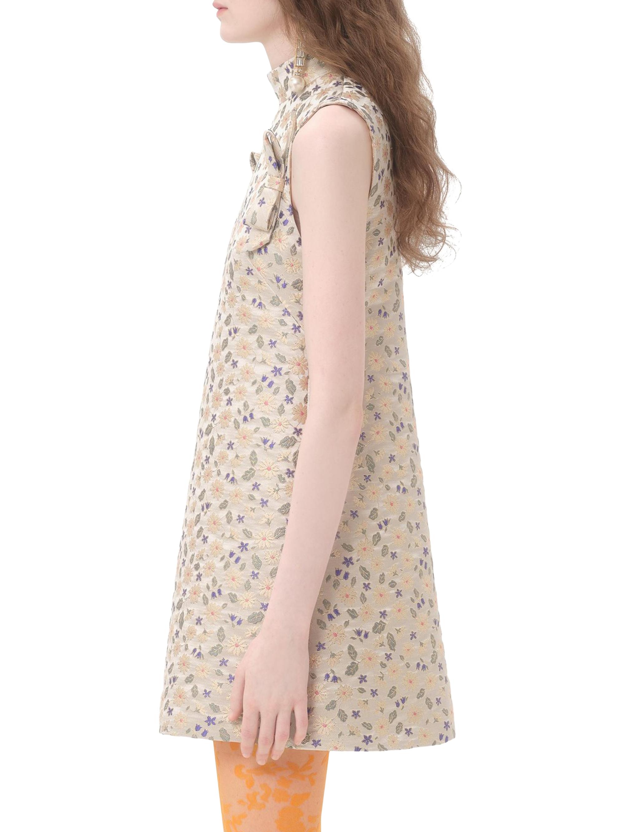 VALENTINO ベージュ 半袖ミニワンピース Valentino Garavani Short Mini Dress in Garden Lurex Jacquard