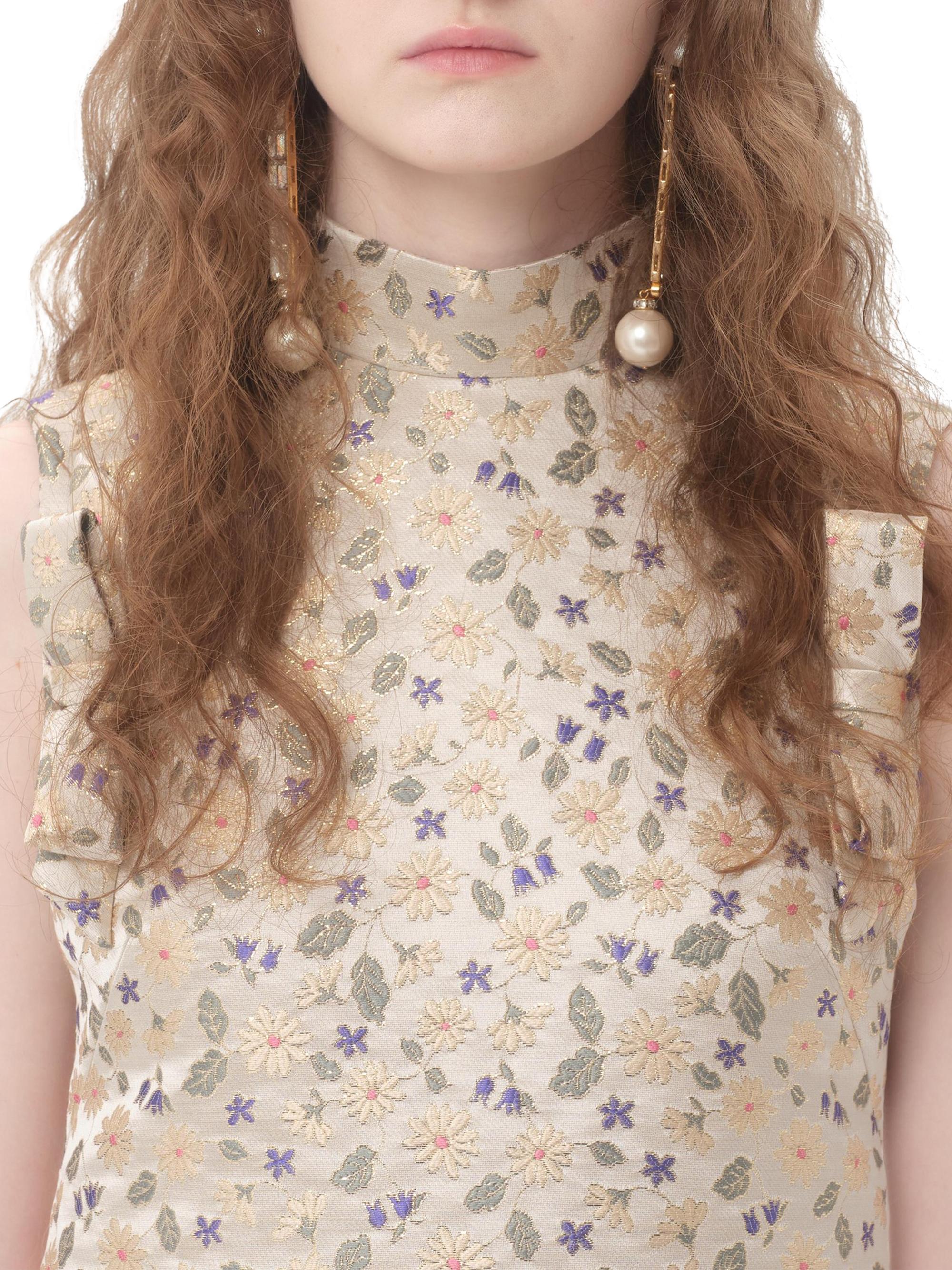 Valentino Garavani Short Mini Dress in Garden Lurex Jacquard
