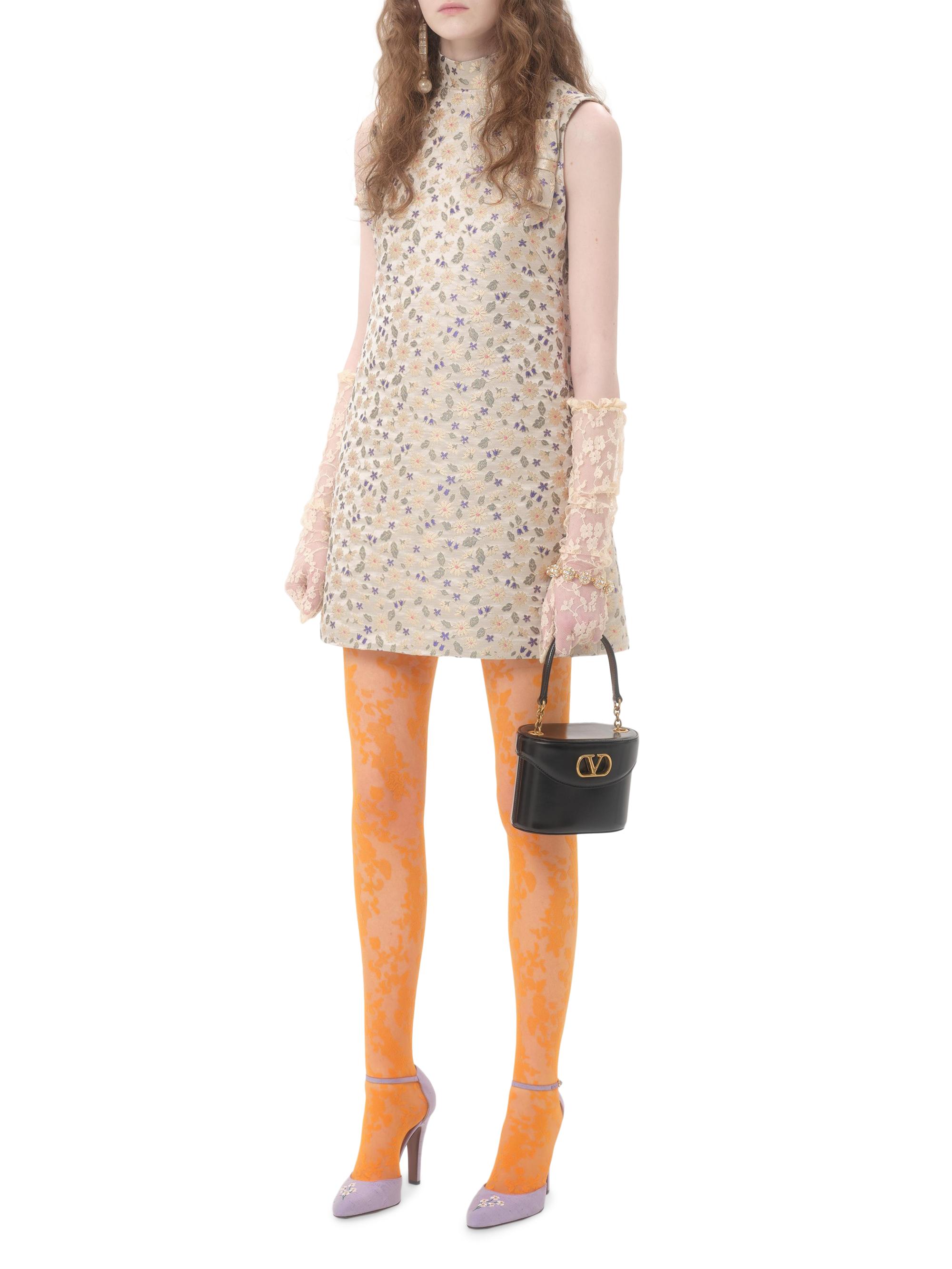 Valentino Garavani Short Mini Dress in Garden Lurex Jacquard