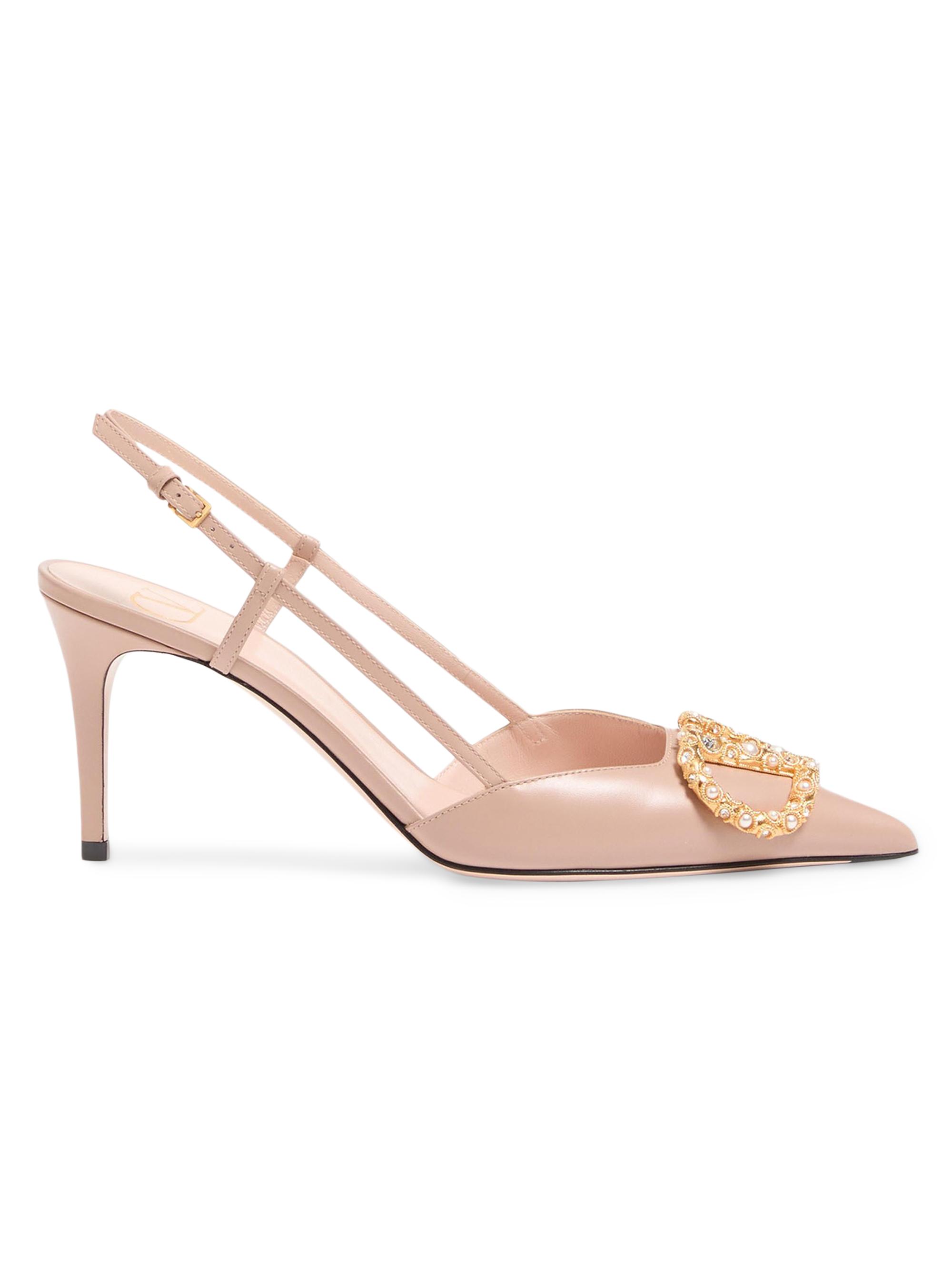 Valentino Garavani Women's VLogo Signature Slingback Calfskin 80MM Pumps - Rose Cannelle