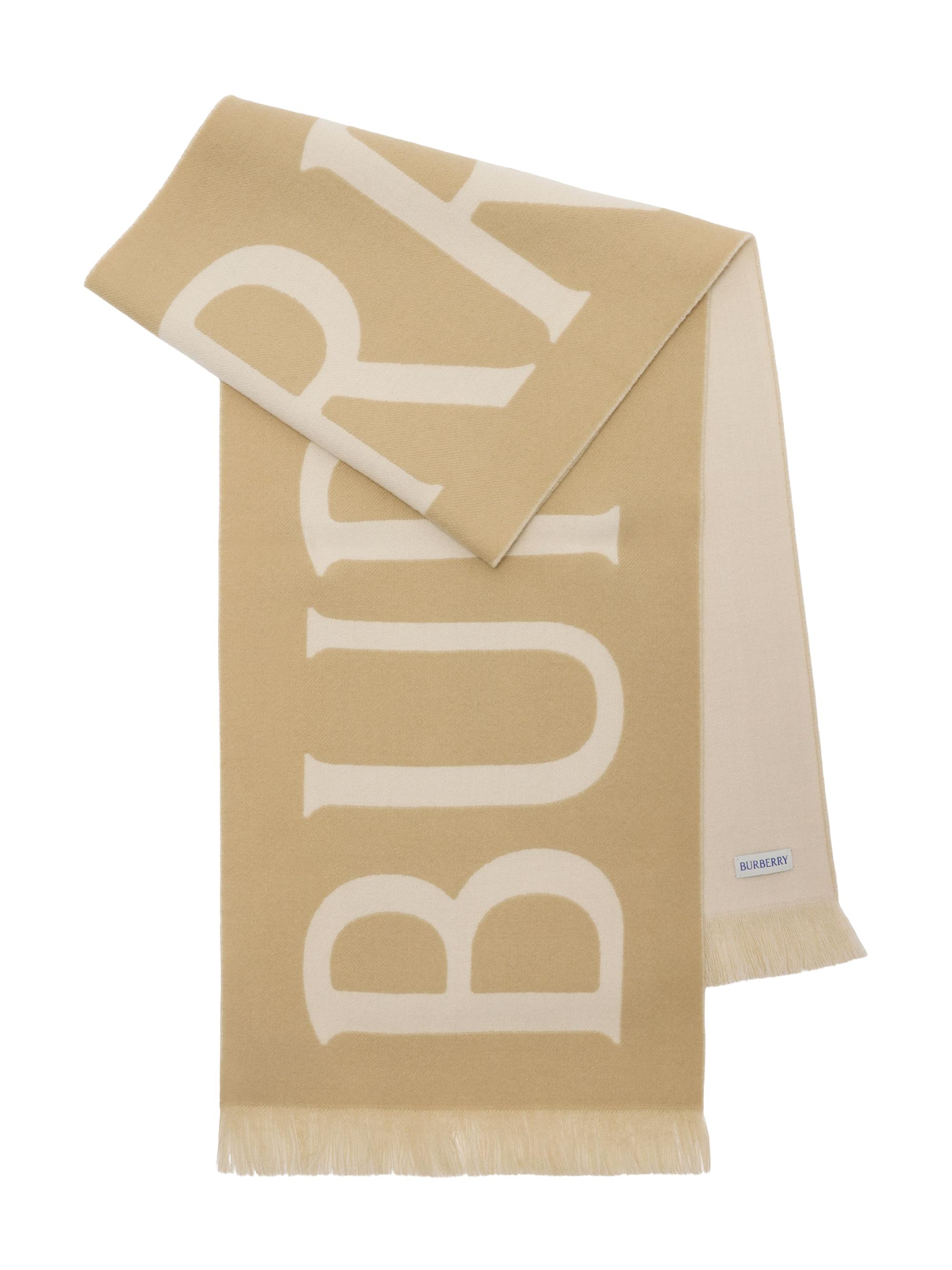 Burberry Men's Logo Wool Scarf - Sand