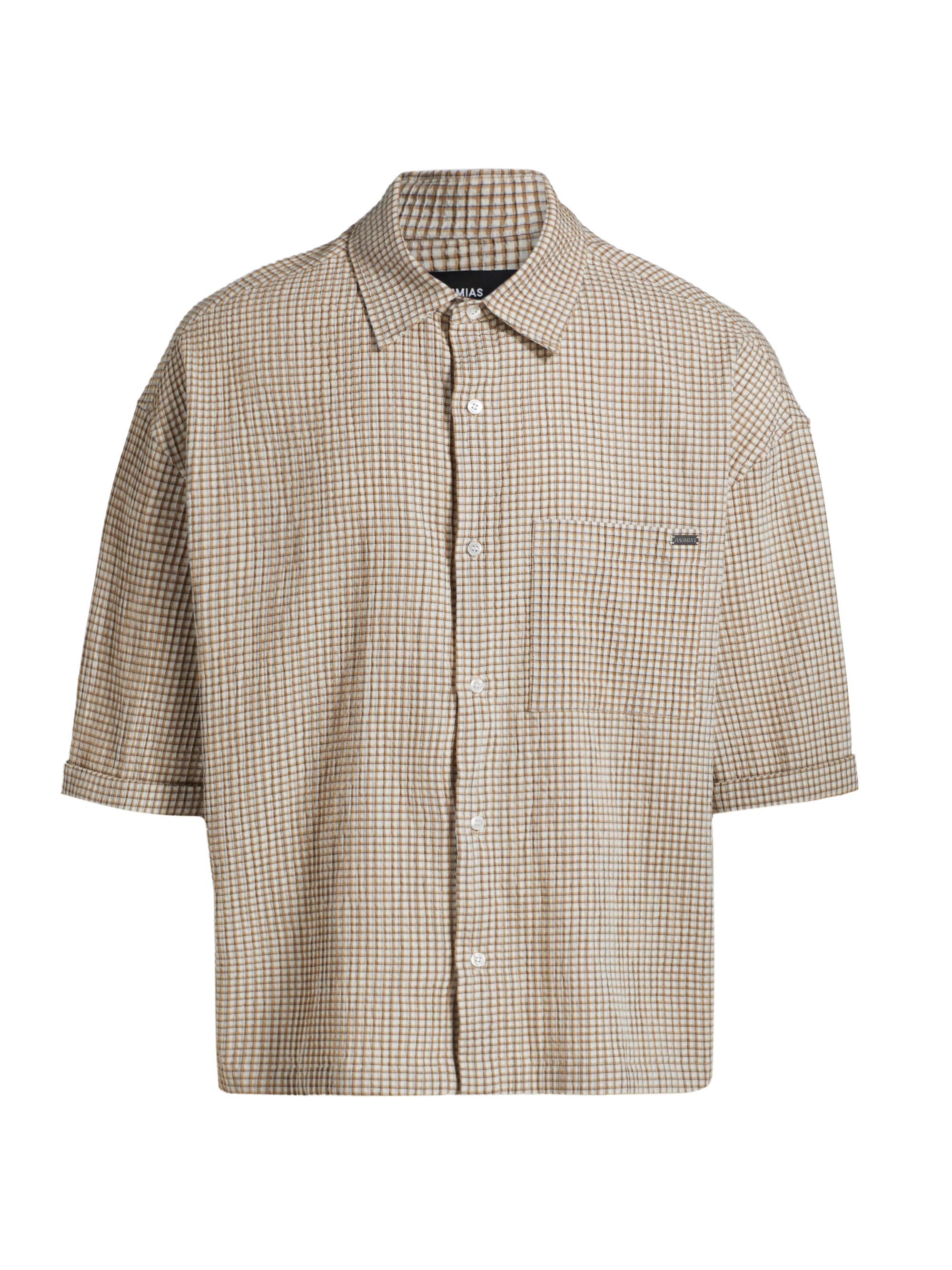 Nahmias Men's Plaid Cropped Shirt - Sand